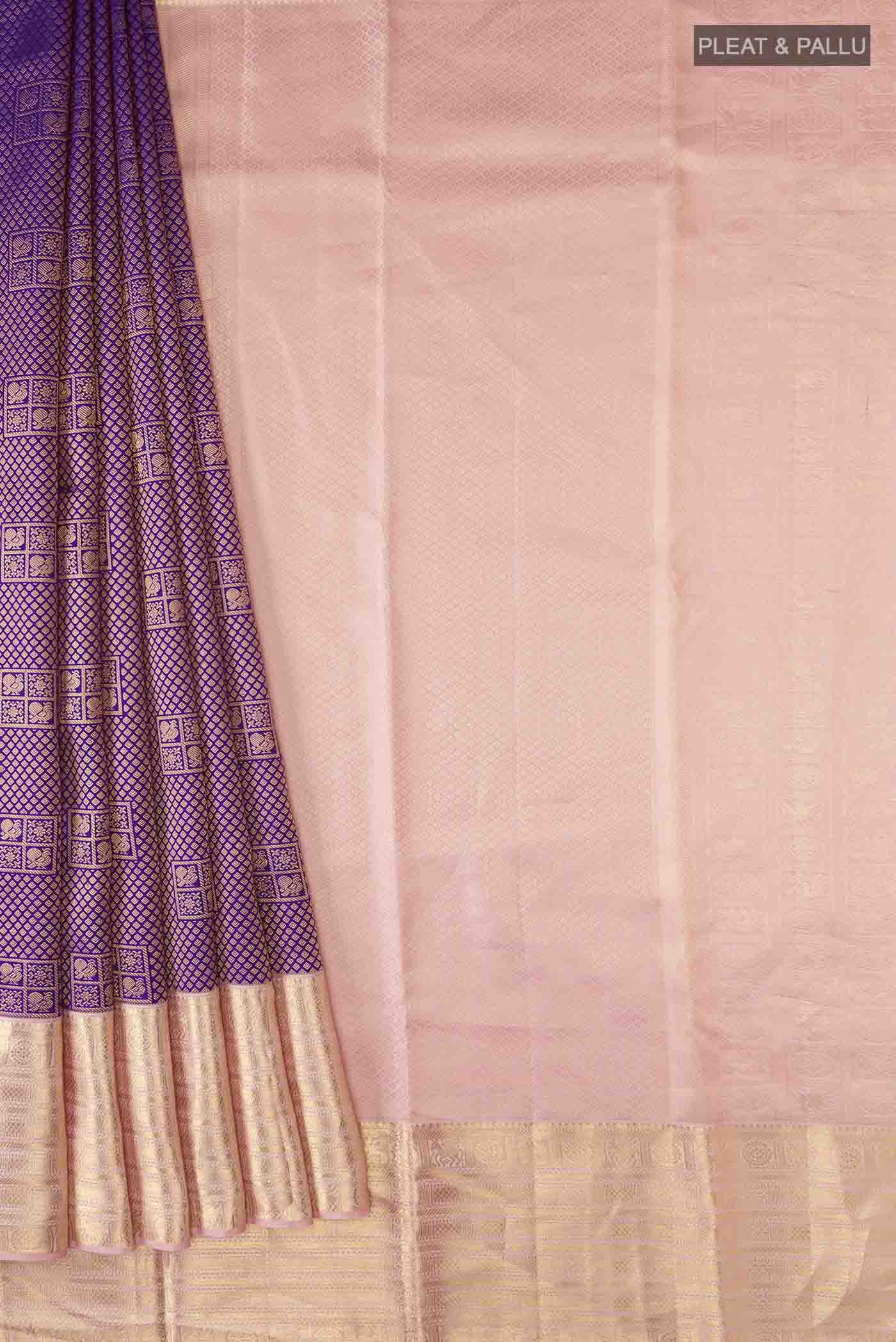 Violet Kanchipuram Silk Saree - Image 4