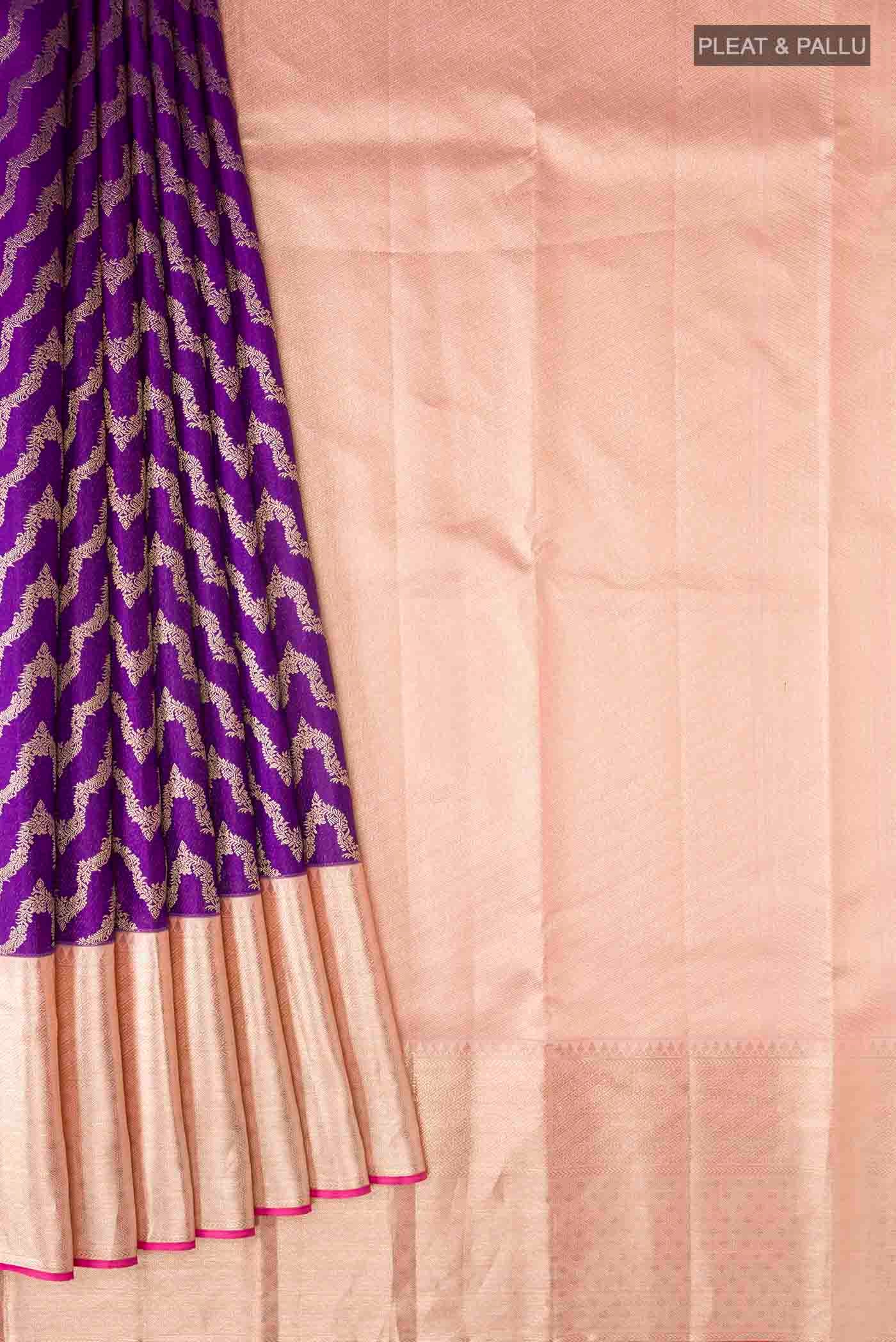 Violet Kanchipuram Silk Saree - Image 4
