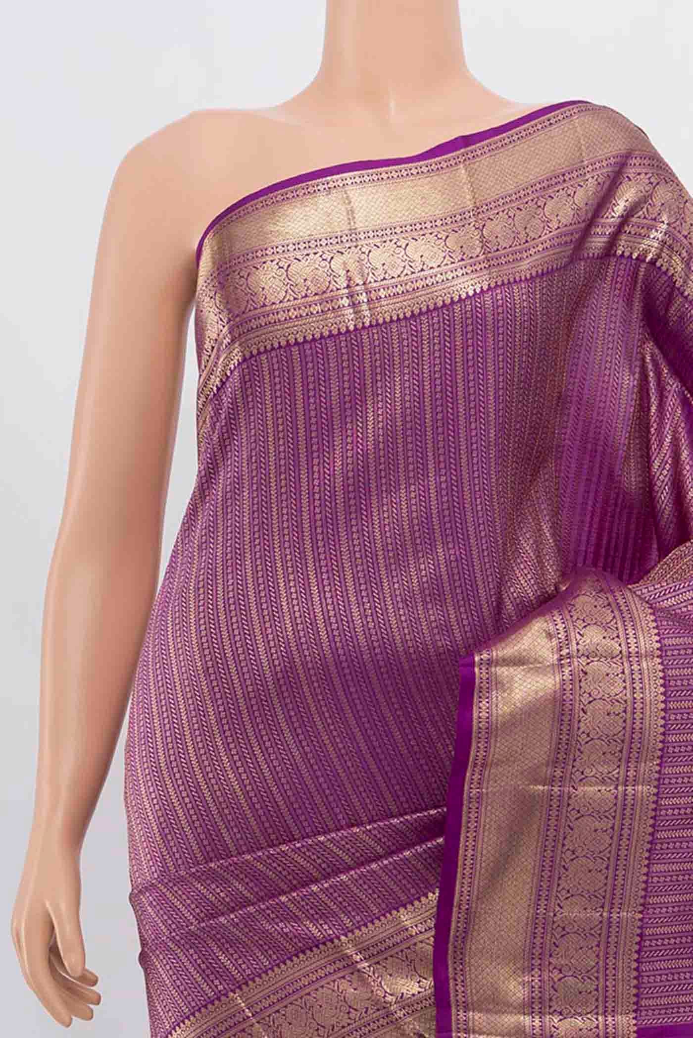Violet Kanchipuram Silk Saree - Image 2