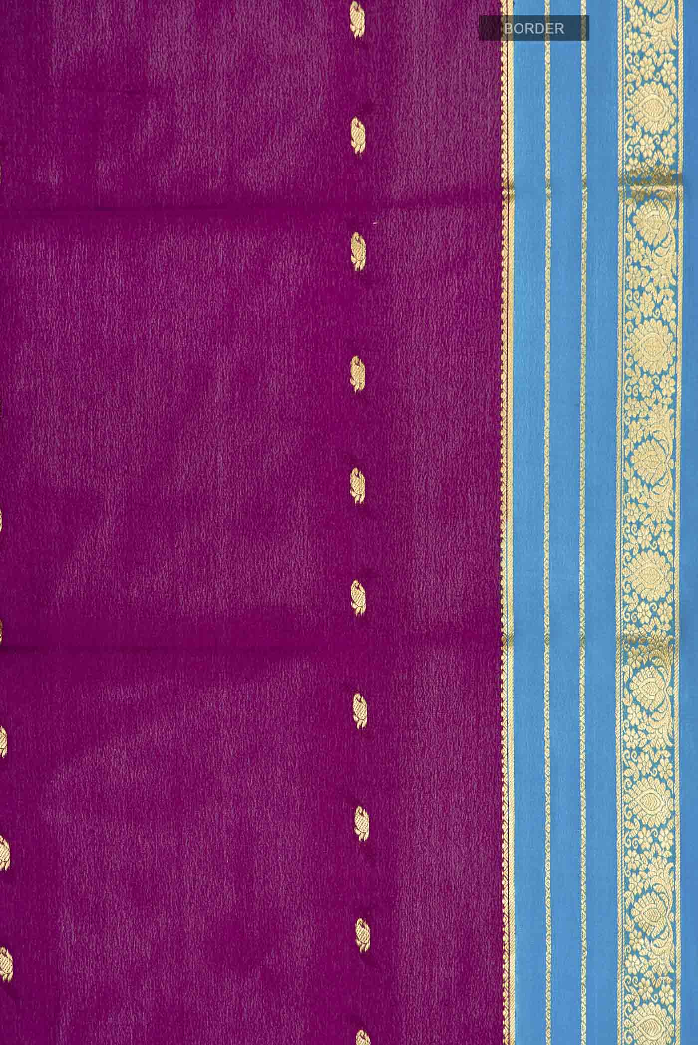 Violet Mysore Crepe Saree - Image 3