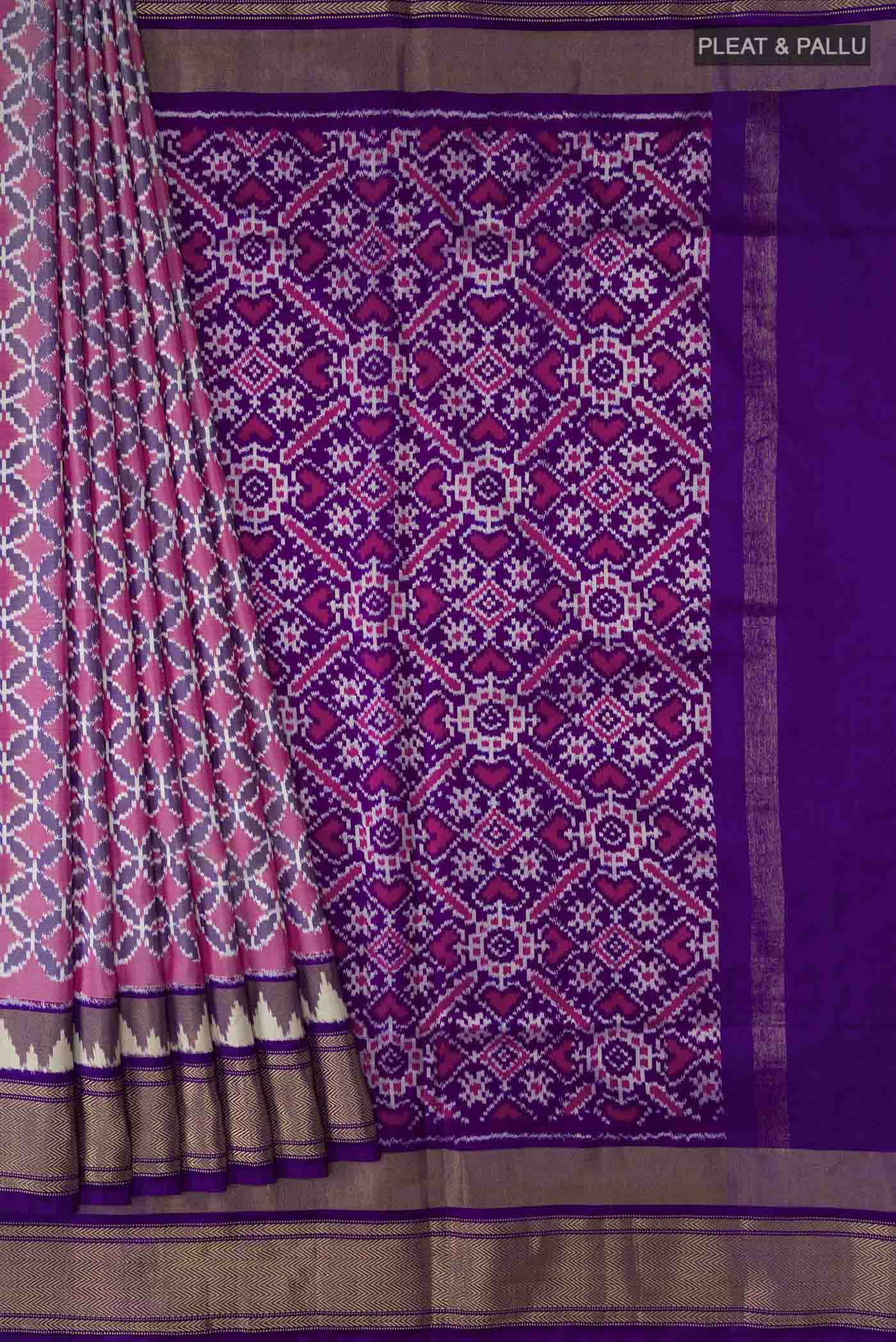 Violet Pochampally Silk Saree - Image 4