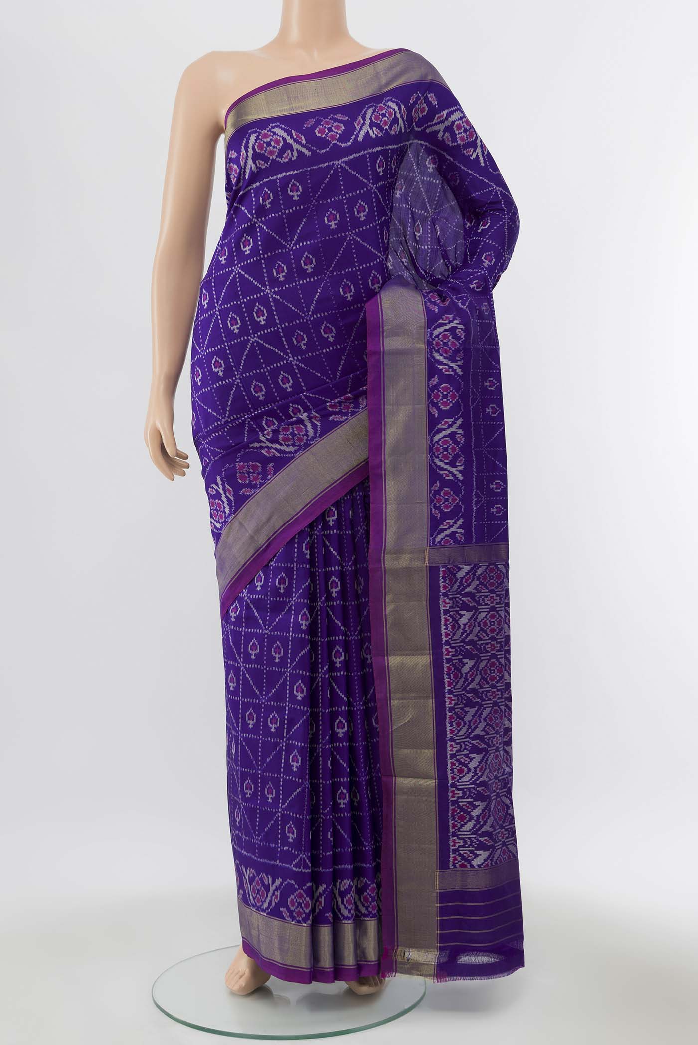 Violet Pochampally Silk Saree