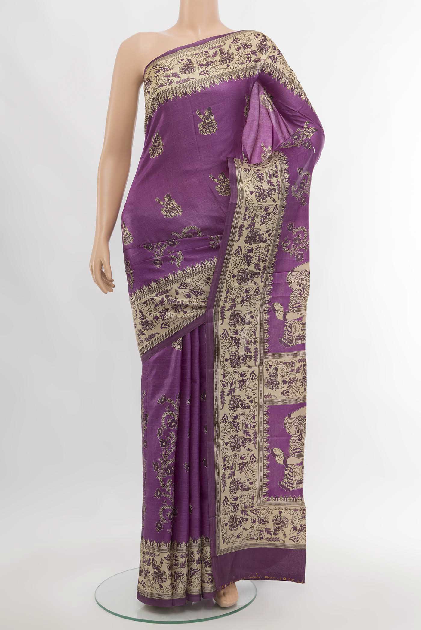 Violet Tussar Silk Saree