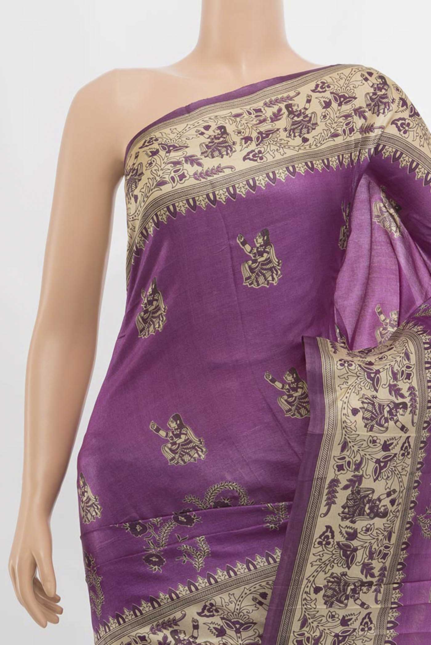 Violet Tussar Silk Saree - Image 2