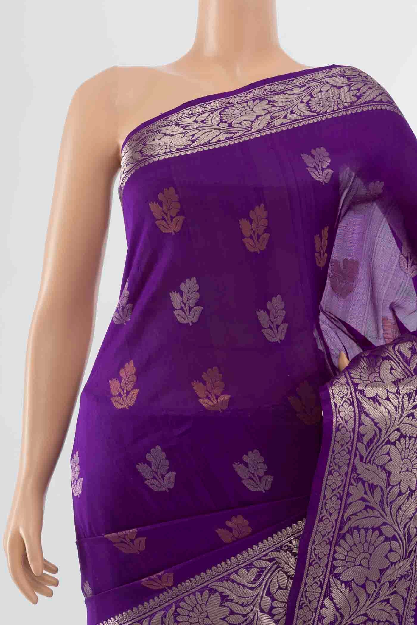 Violet Uppada Silk Saree - Image 2