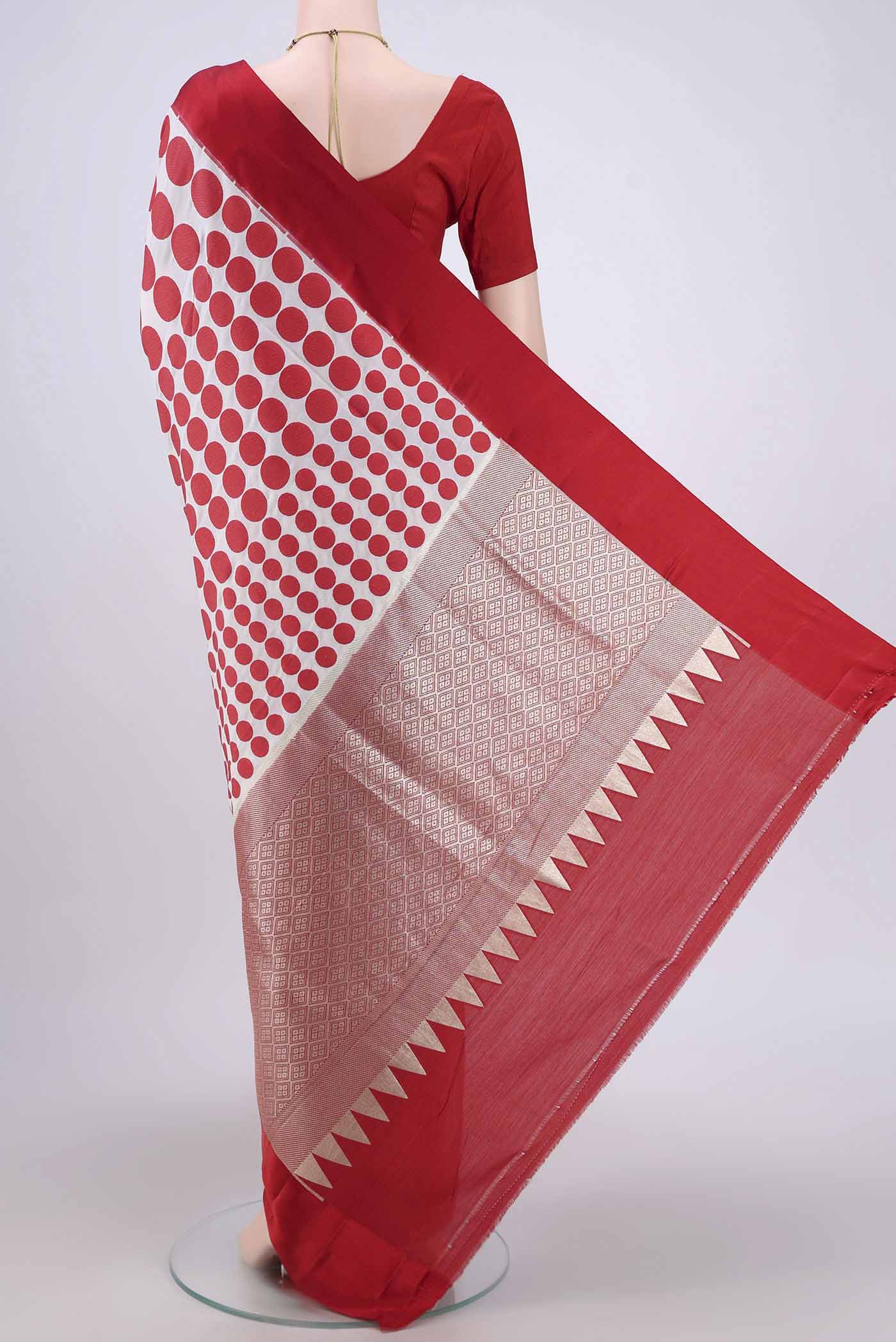 White Banarasi Silk Saree - Image 3