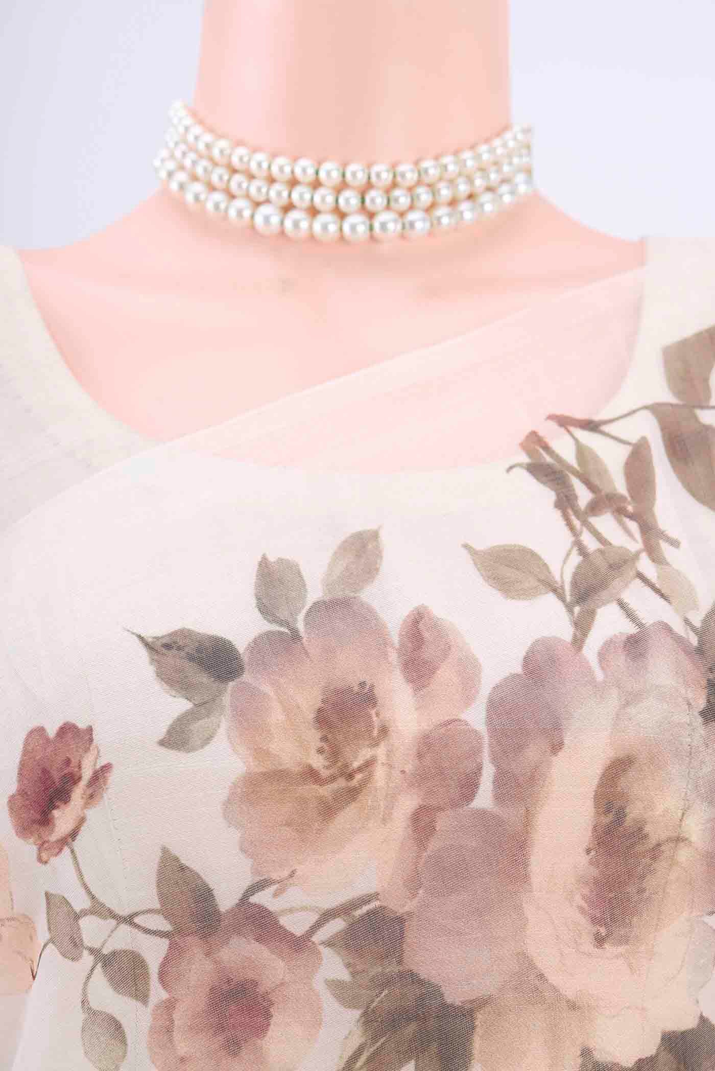 White Organza Silk Saree - Image 2