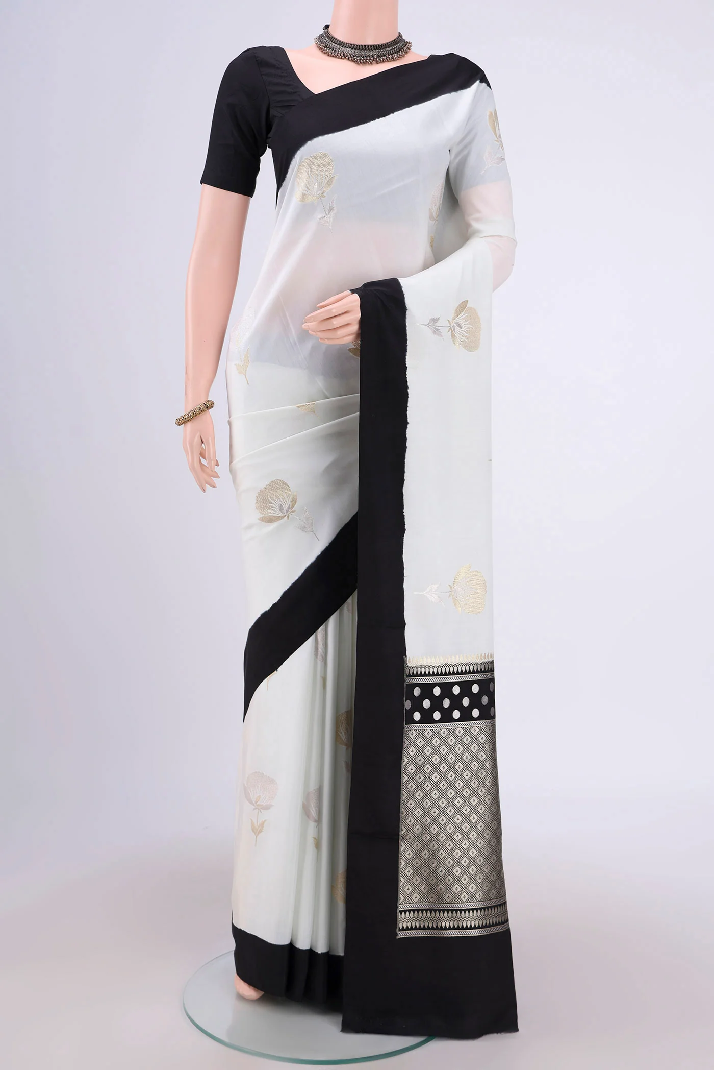 White Banarasi Silk Saree