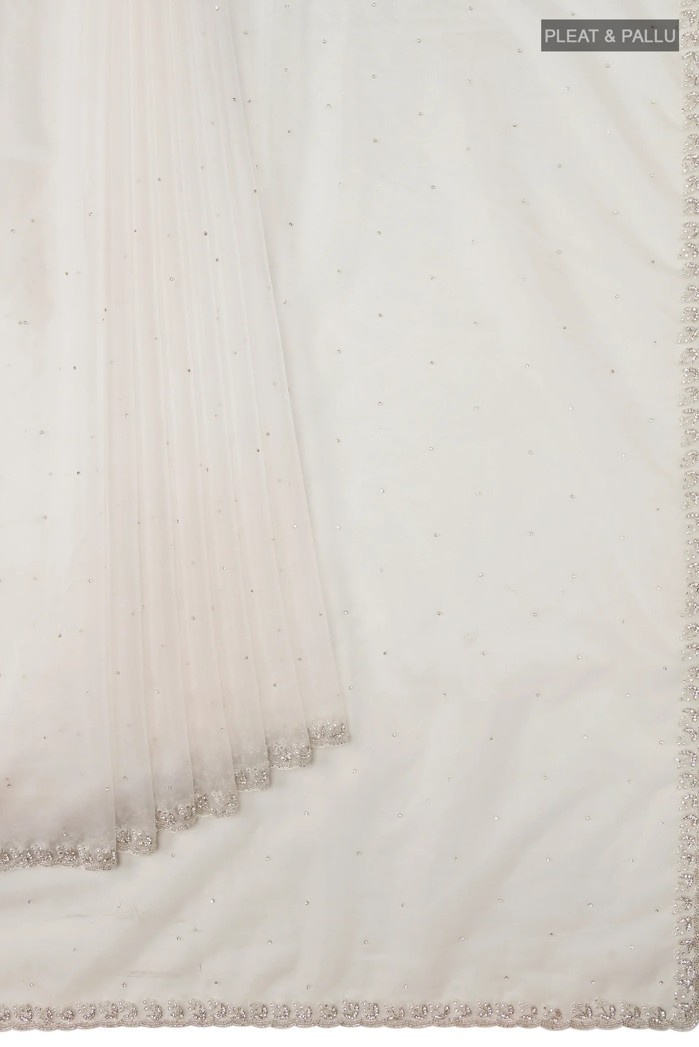 White Blended Organza Silk Saree - Image 4