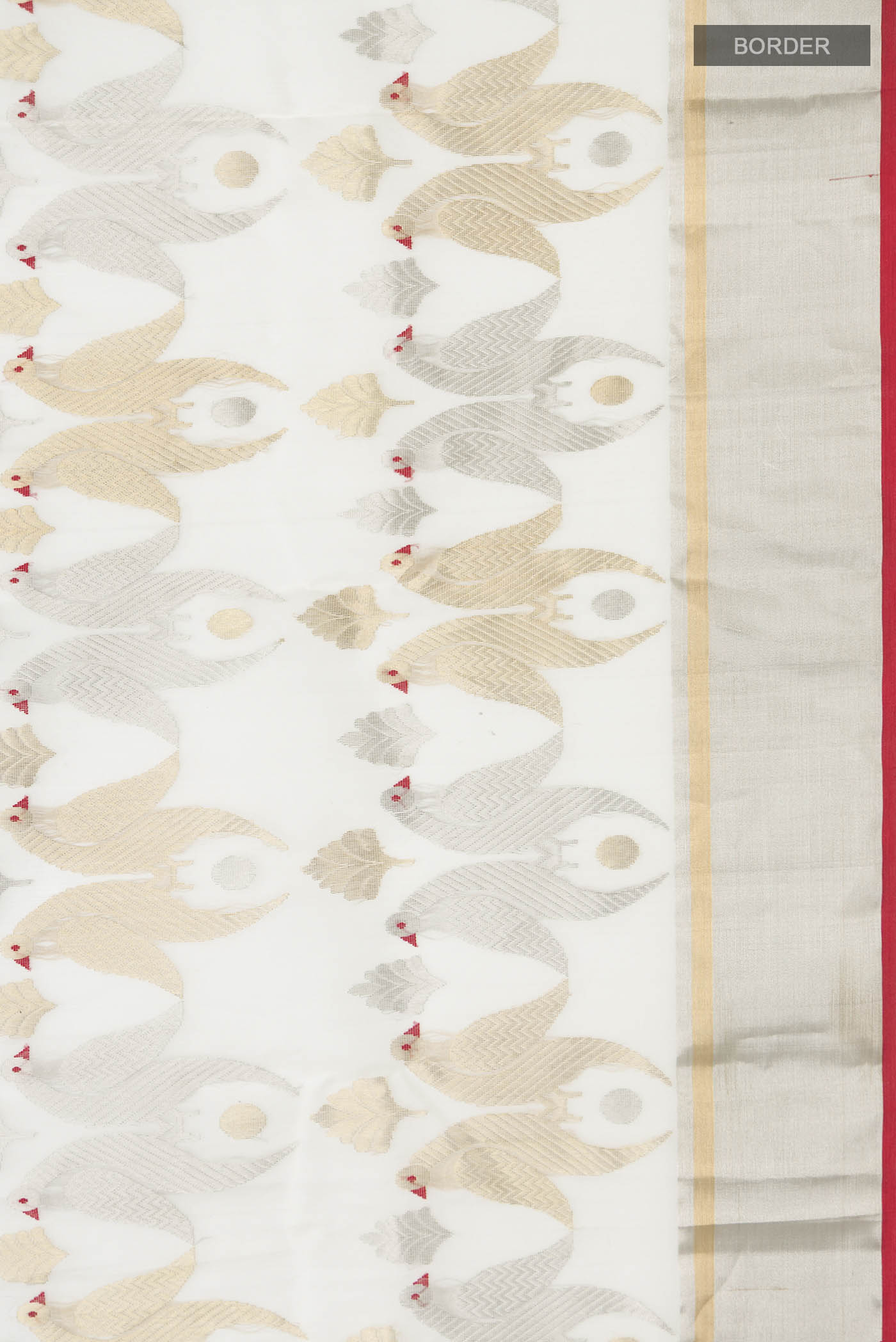 White Chanderi Silk Cotton Saree - Image 3