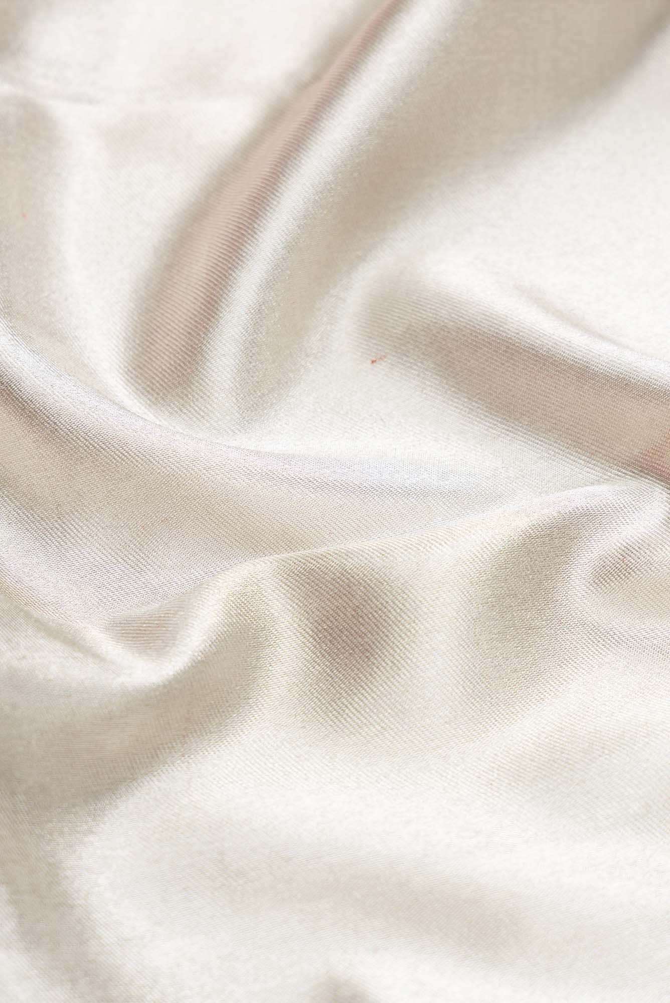 White Dual Tone Kanchipuram Tissue Silk Saree - Image 3