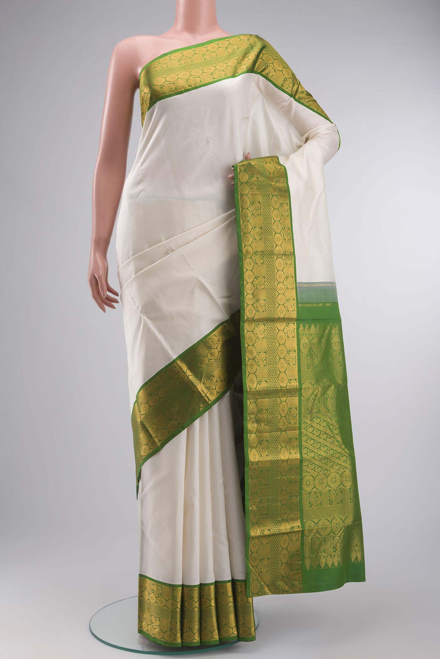 White Kanjivaram Silk Saree