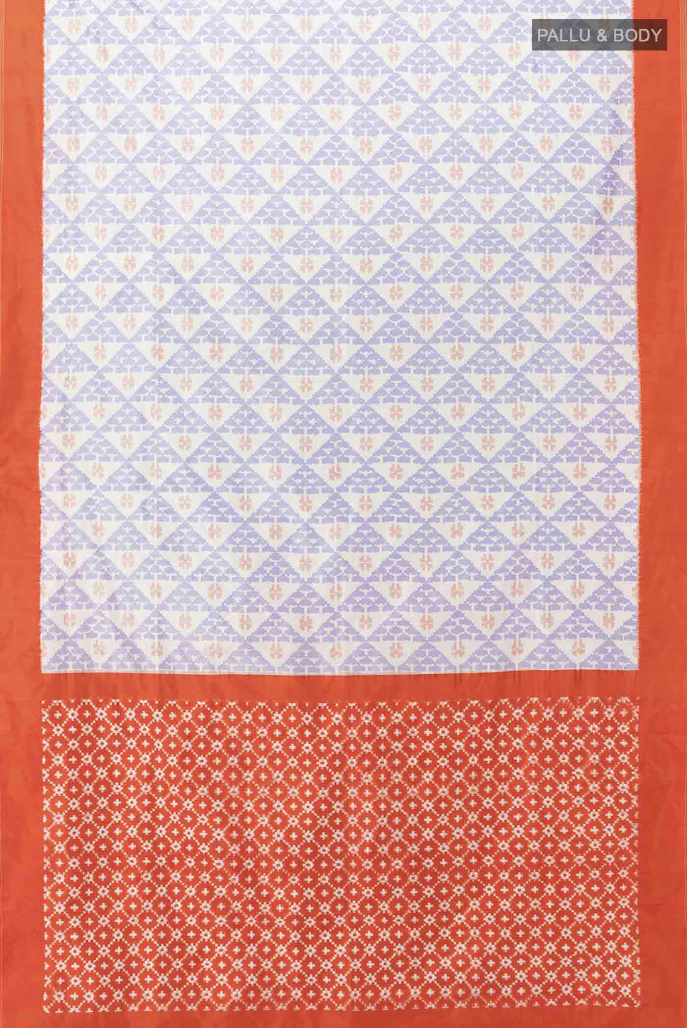 White Pochampally Silk Saree - Image 5