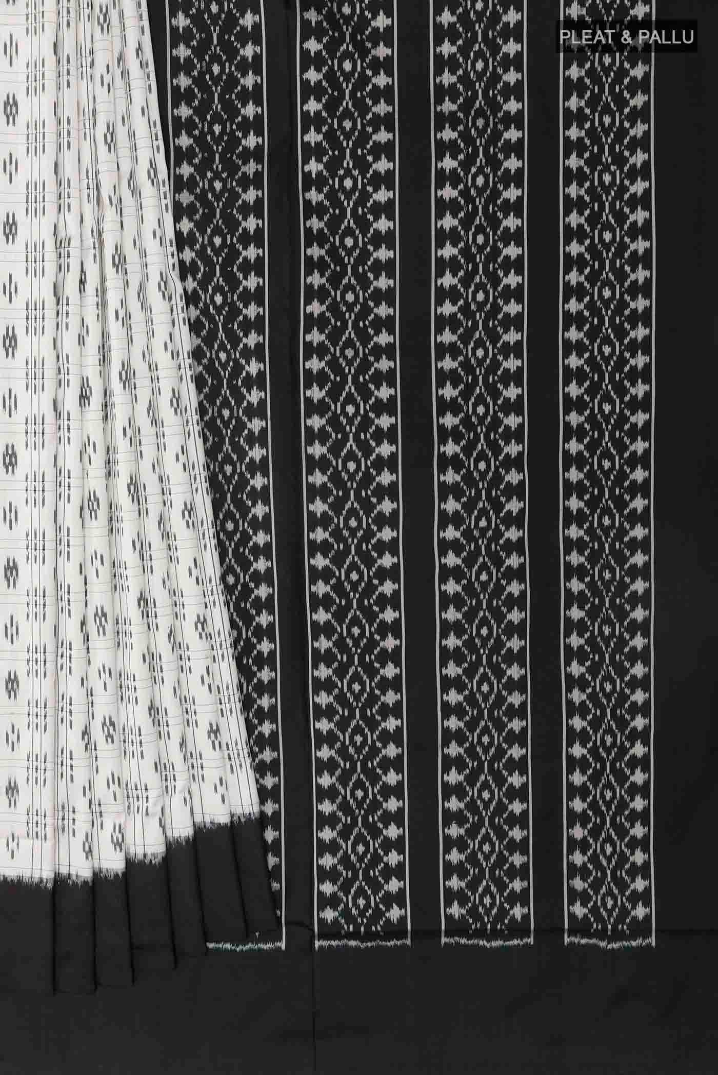 White Pochampally Silk Saree - Image 4