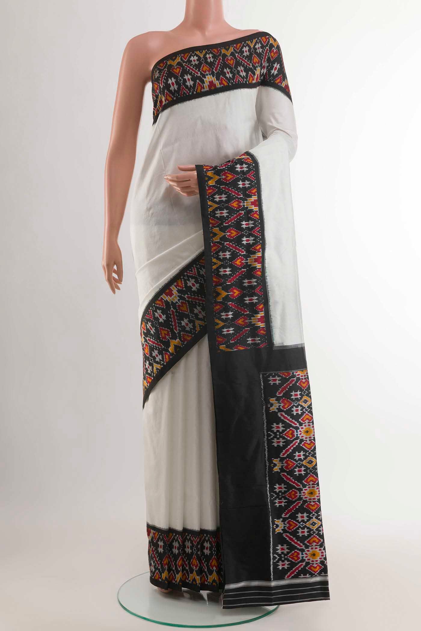 White Pochampally Silk Saree