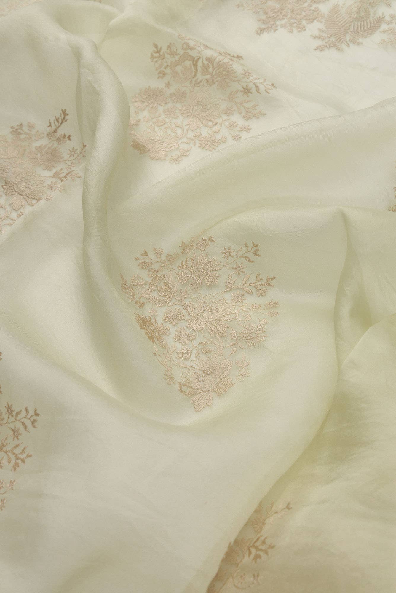 Minerva White floral design saree from Embroidered Romance Collection by Nalli - Image 6