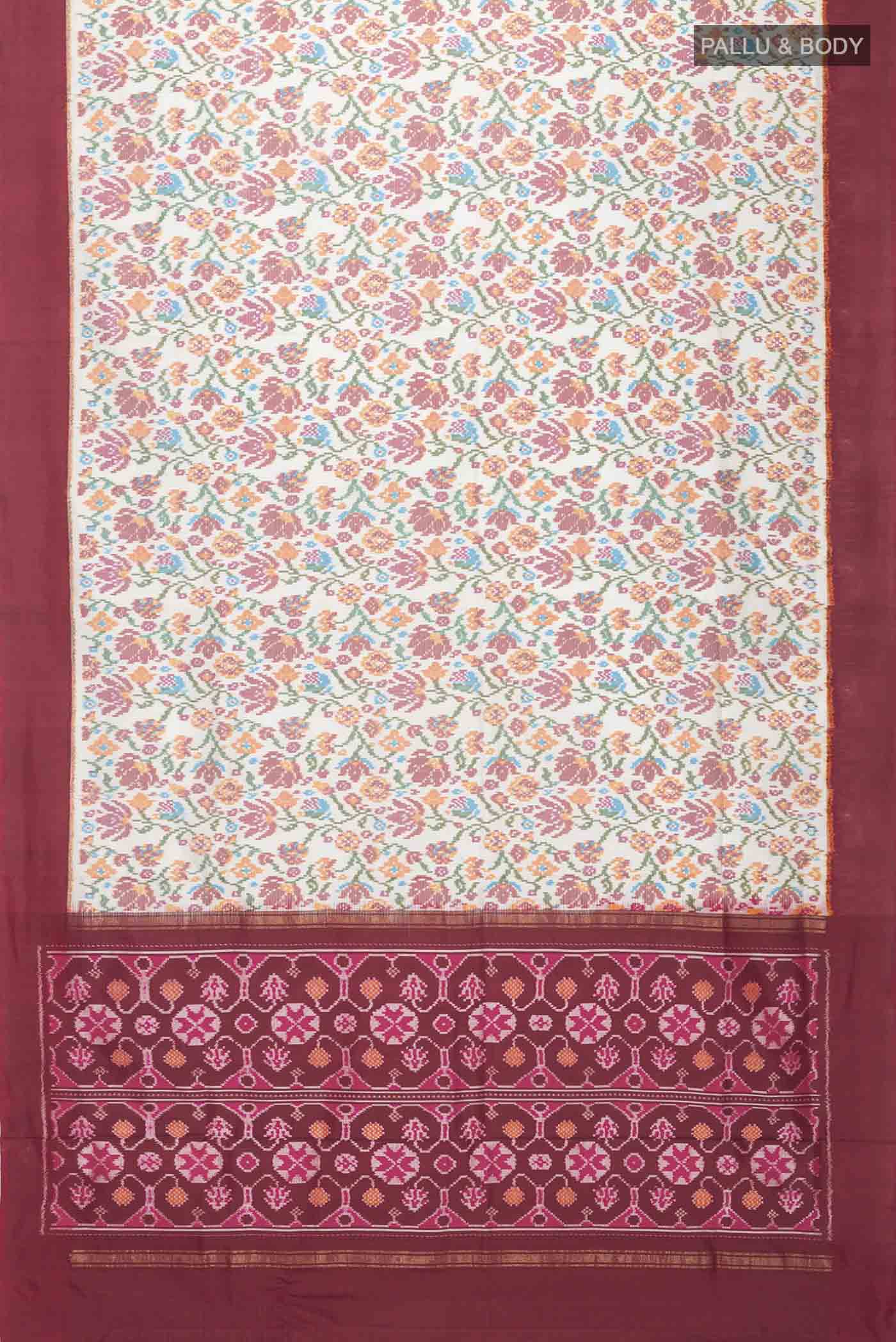 White Rajkot Patola Silk Saree - Image 6