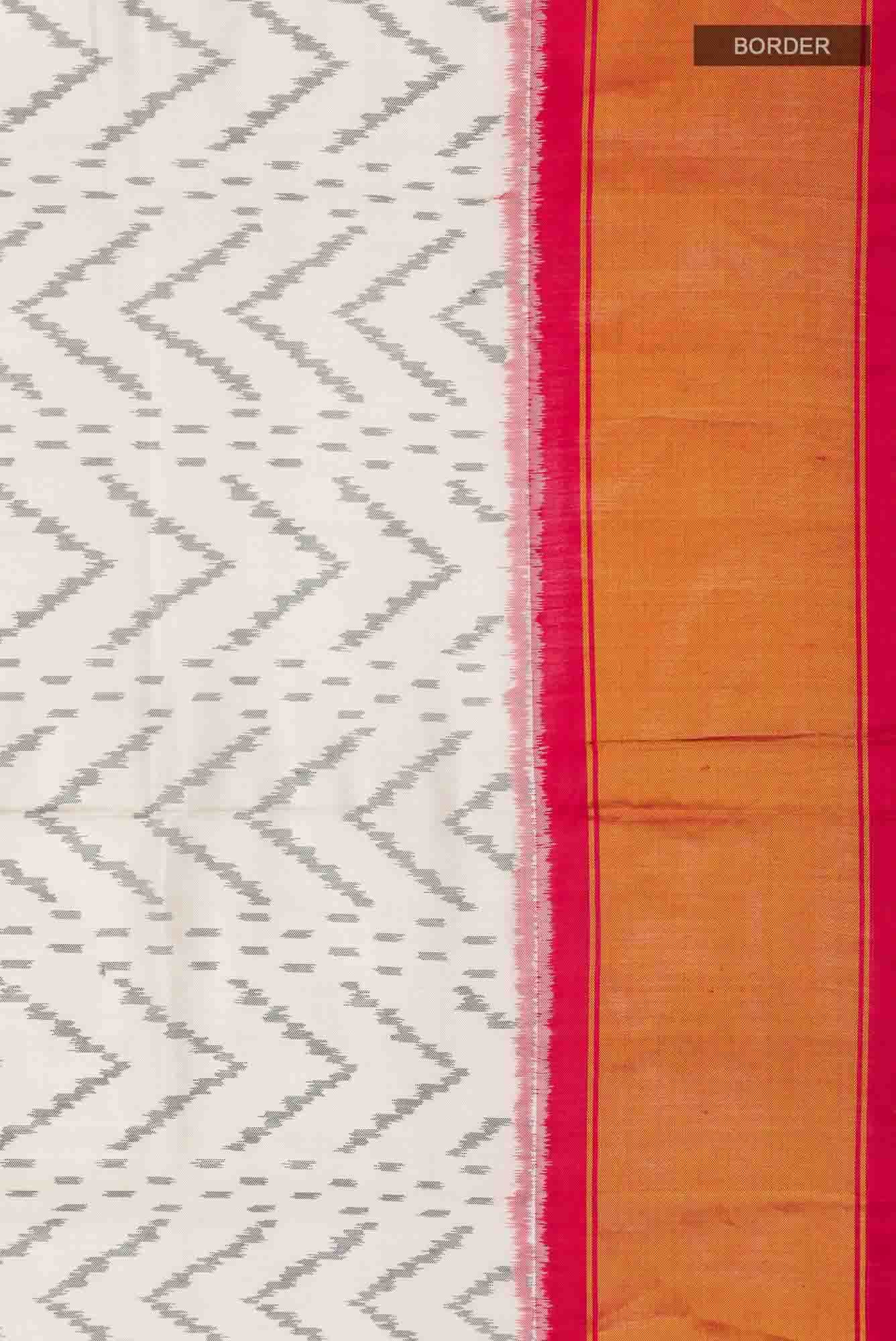 White Rajkot Patola Silk Saree - Image 5