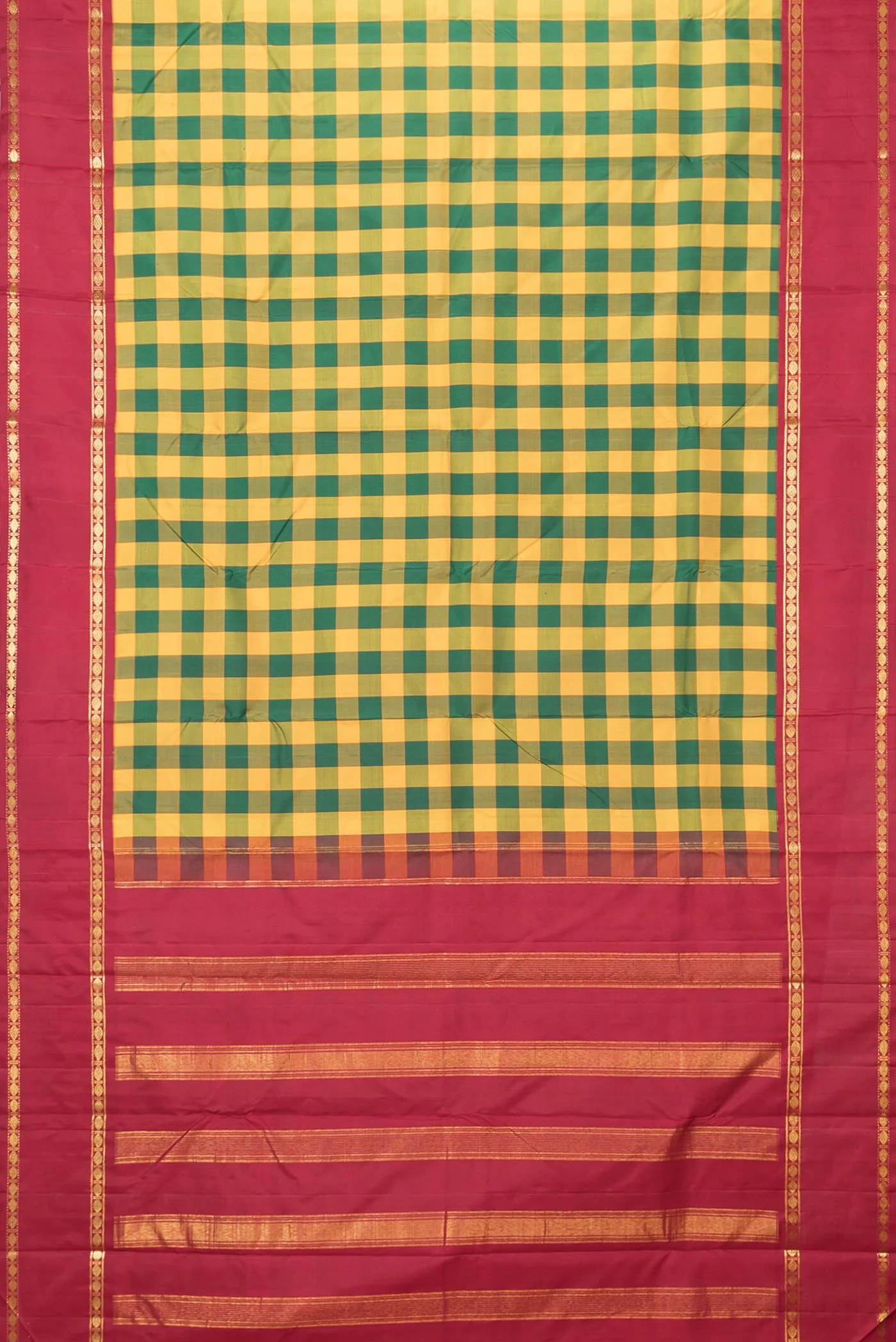 Yellow and Green Color Kanjivaram Saree - Image 6
