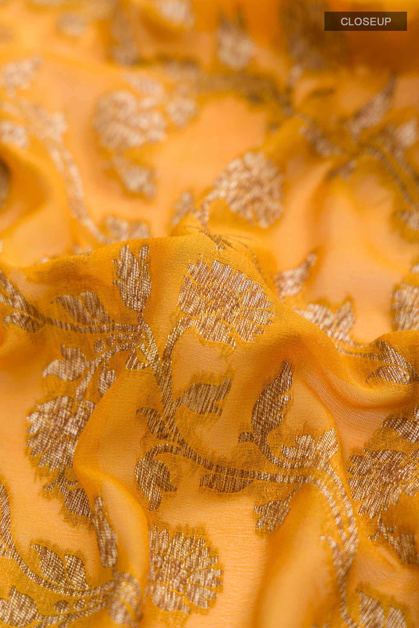 Yellow Banarasi Georgette Saree - Image 2