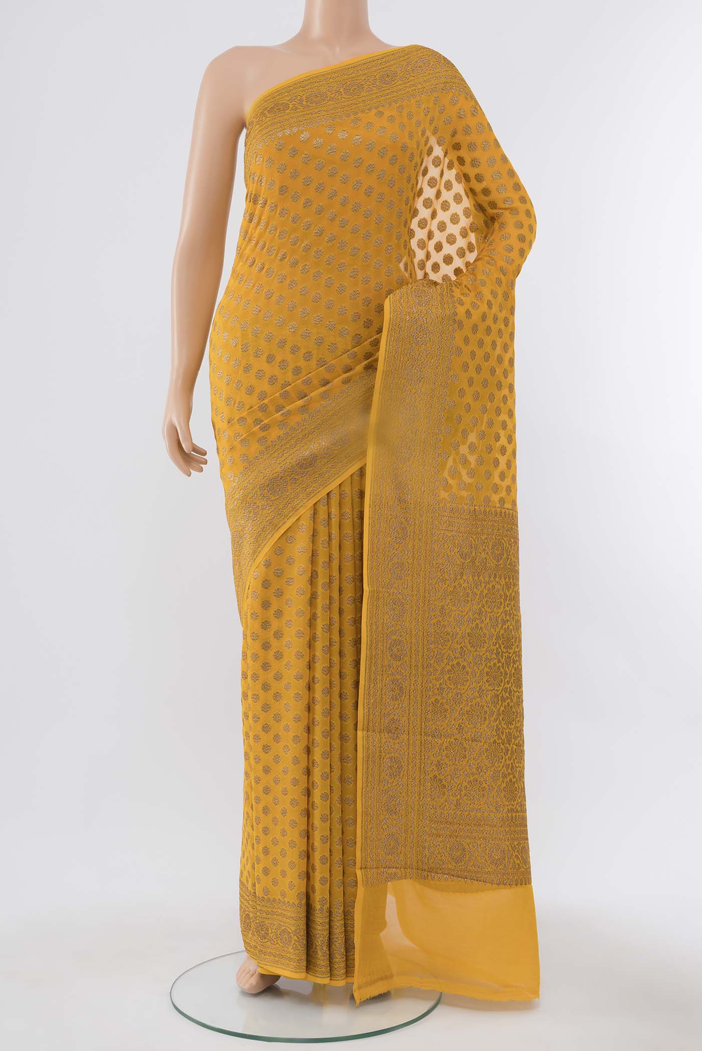 Yellow Banarasi Georgette Saree