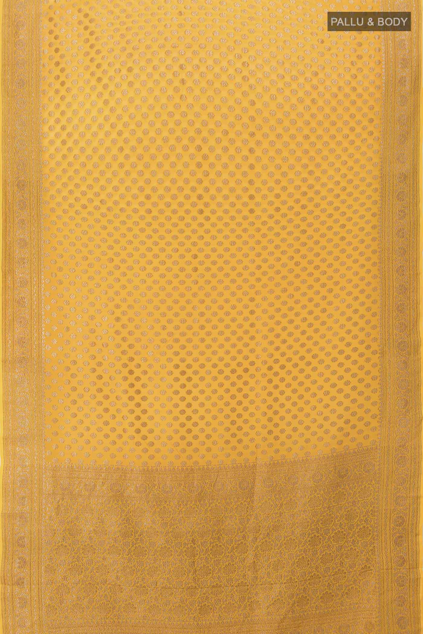 Yellow Banarasi Georgette Saree - Image 5