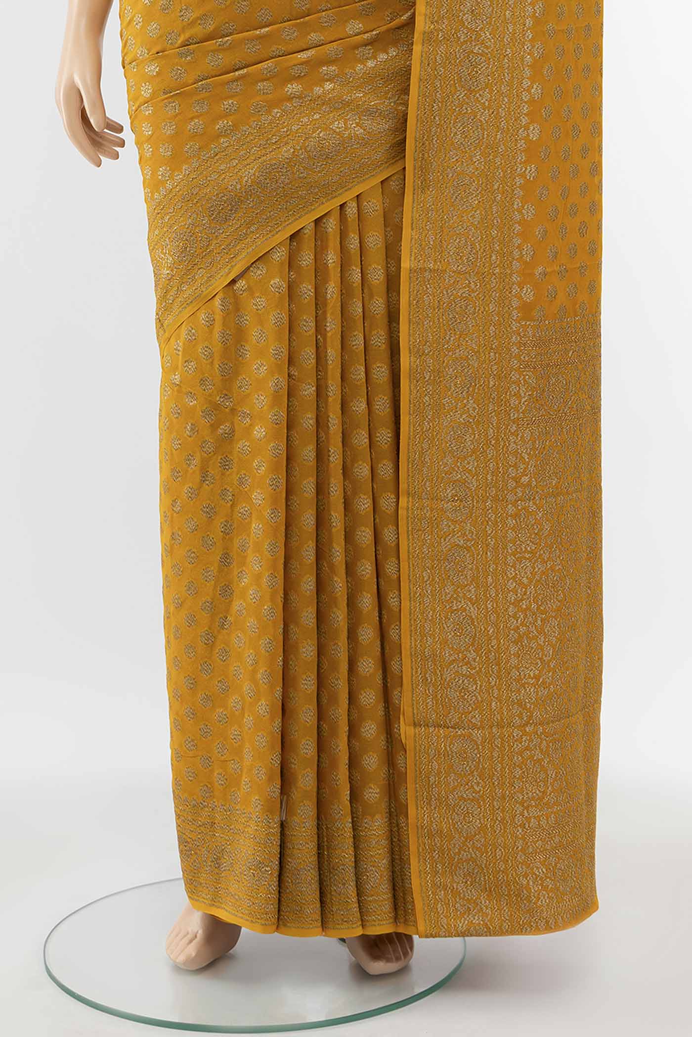 Yellow Banarasi Georgette Saree - Image 3