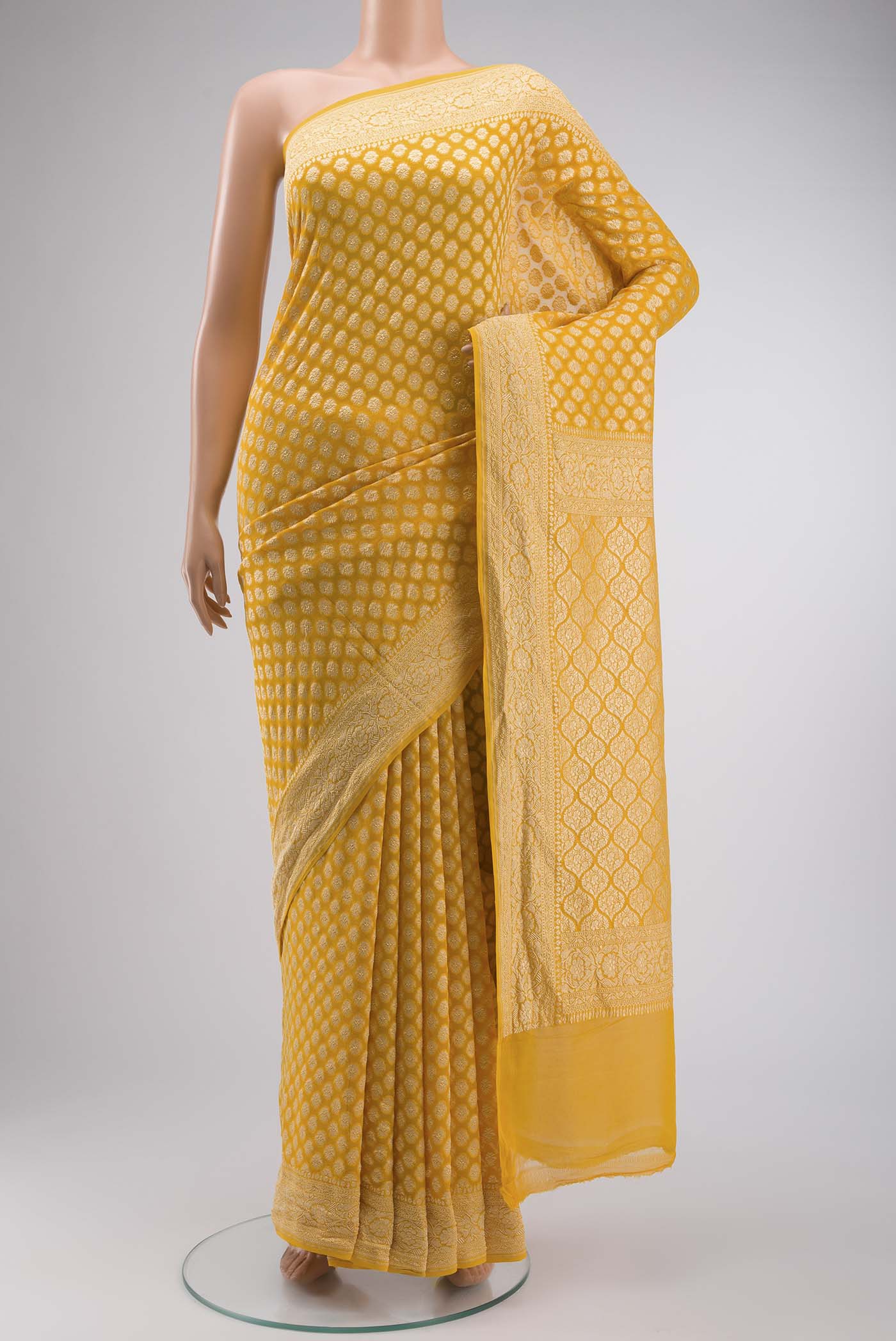 Yellow Banarasi Georgette Saree