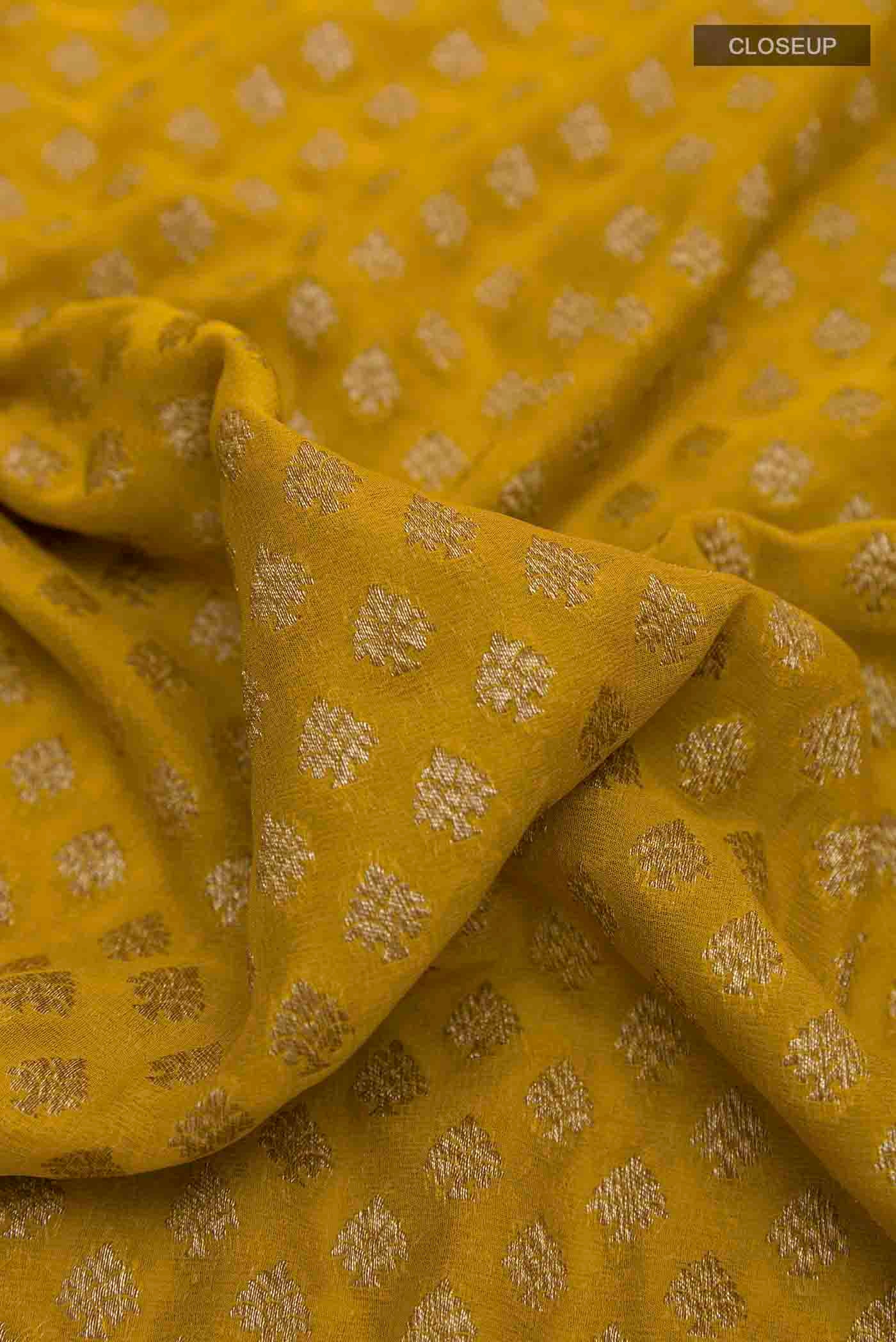 Yellow Banarasi Georgette Saree - Image 2