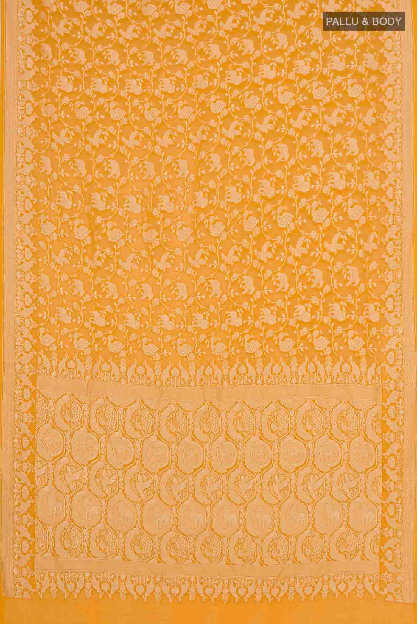 Yellow Banarasi Georgette Saree - Image 4