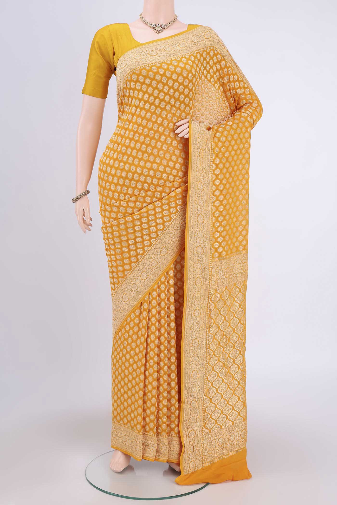 Yellow Banarasi Georgette Saree