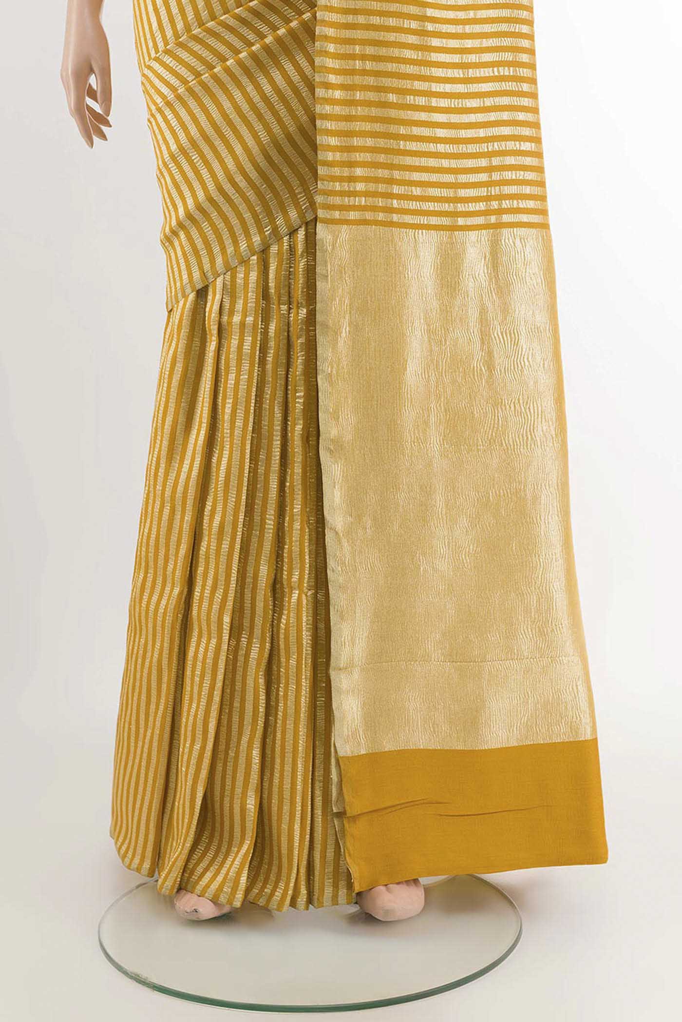 Yellow Banarasi Georgette Saree - Image 3