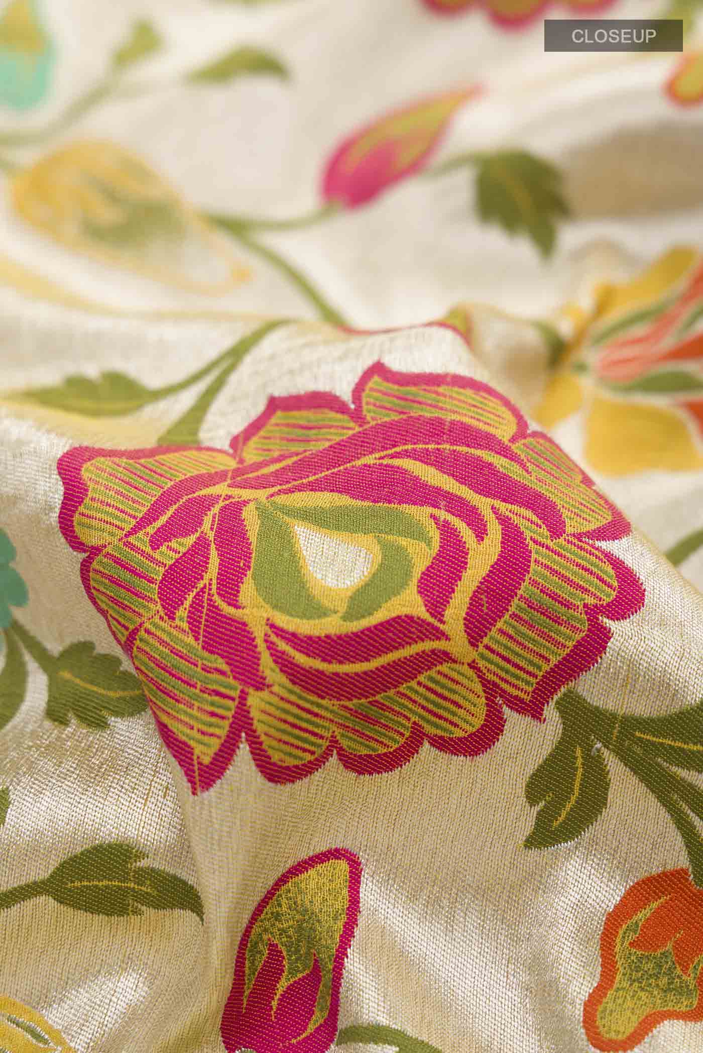 Yellow Banarasi Georgette Saree - Image 2