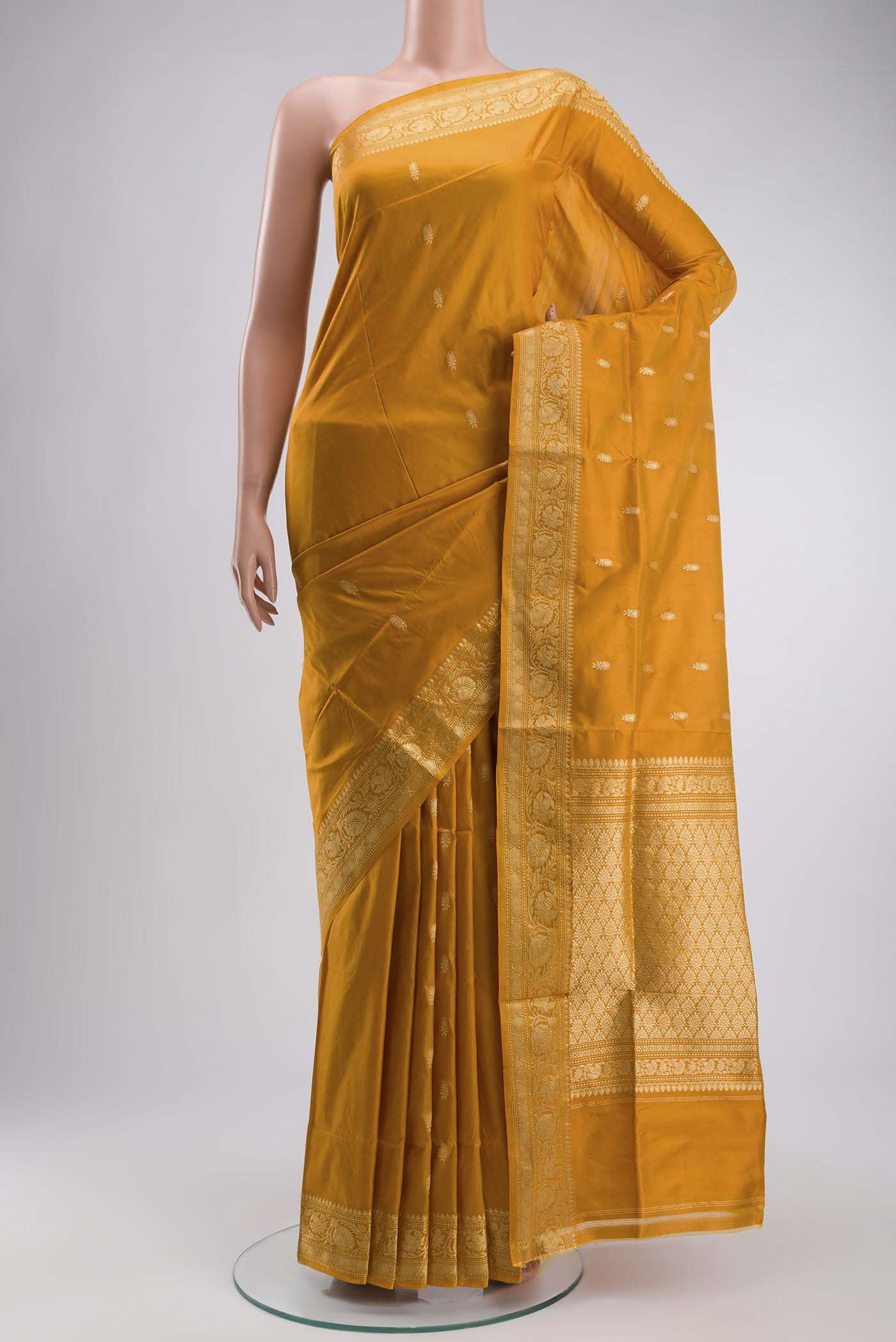 Yellow Banarasi Katan Silk Saree