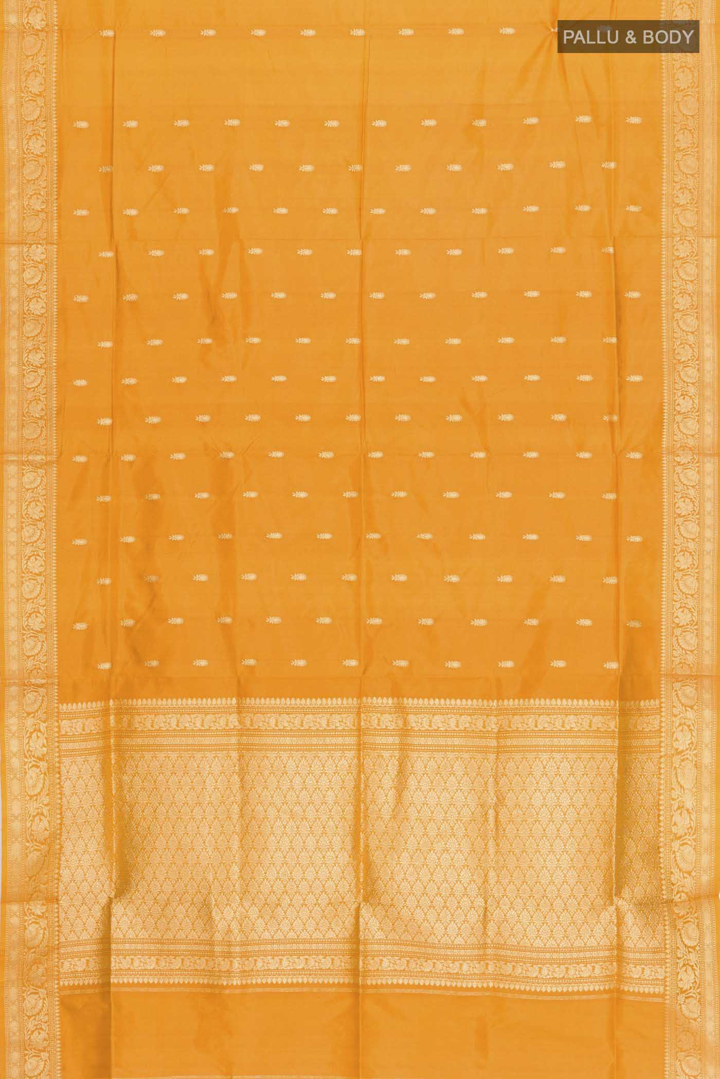 Yellow Banarasi Katan Silk Saree - Image 5