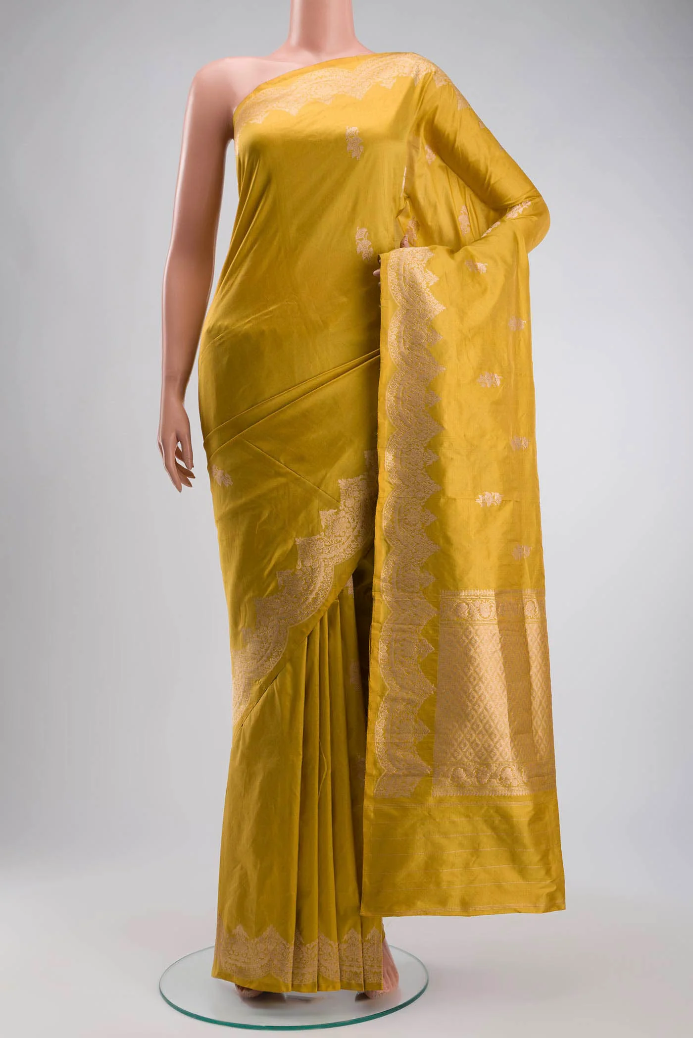 Yellow Banarasi Katan Silk Saree