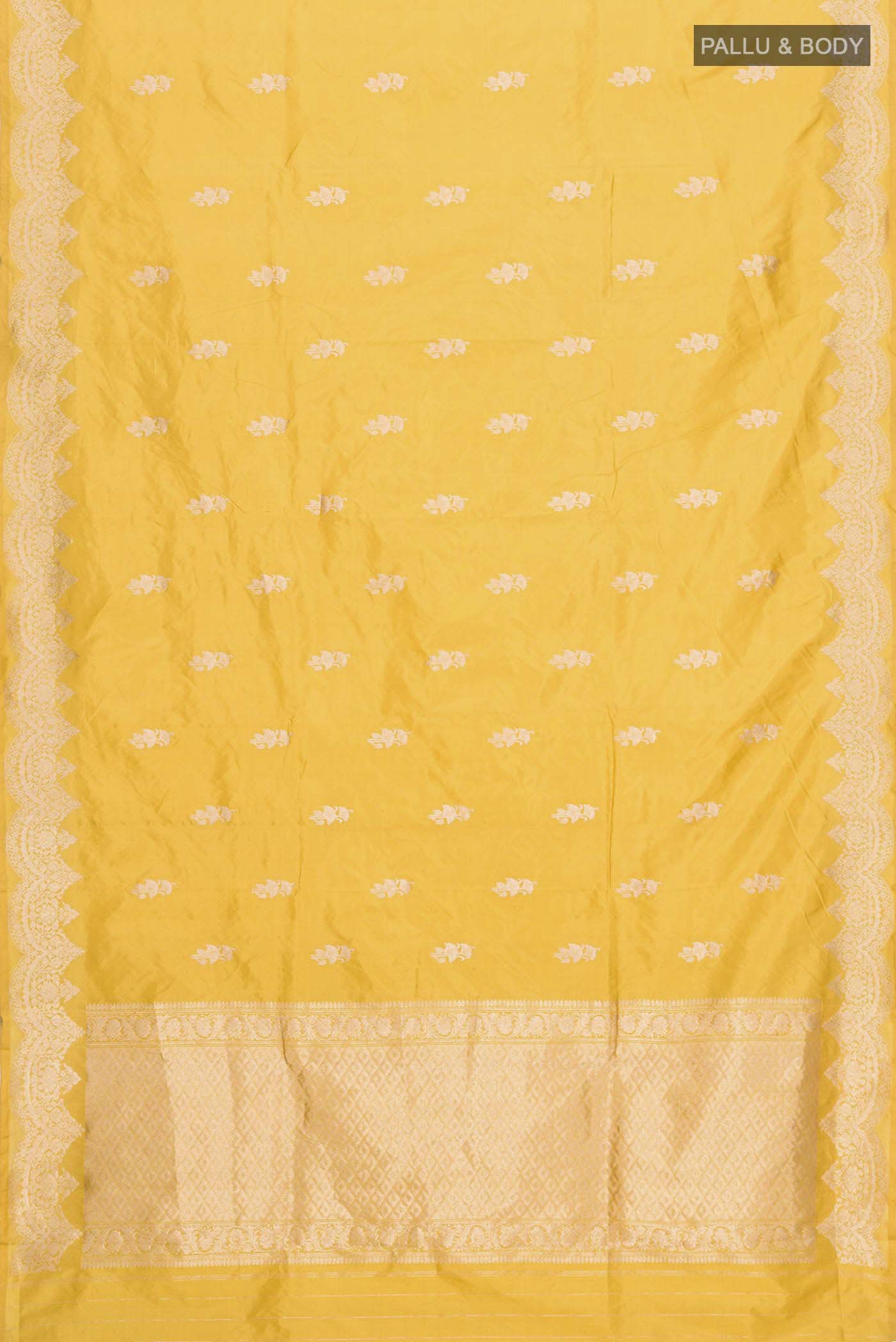 Yellow Banarasi Katan Silk Saree - Image 5