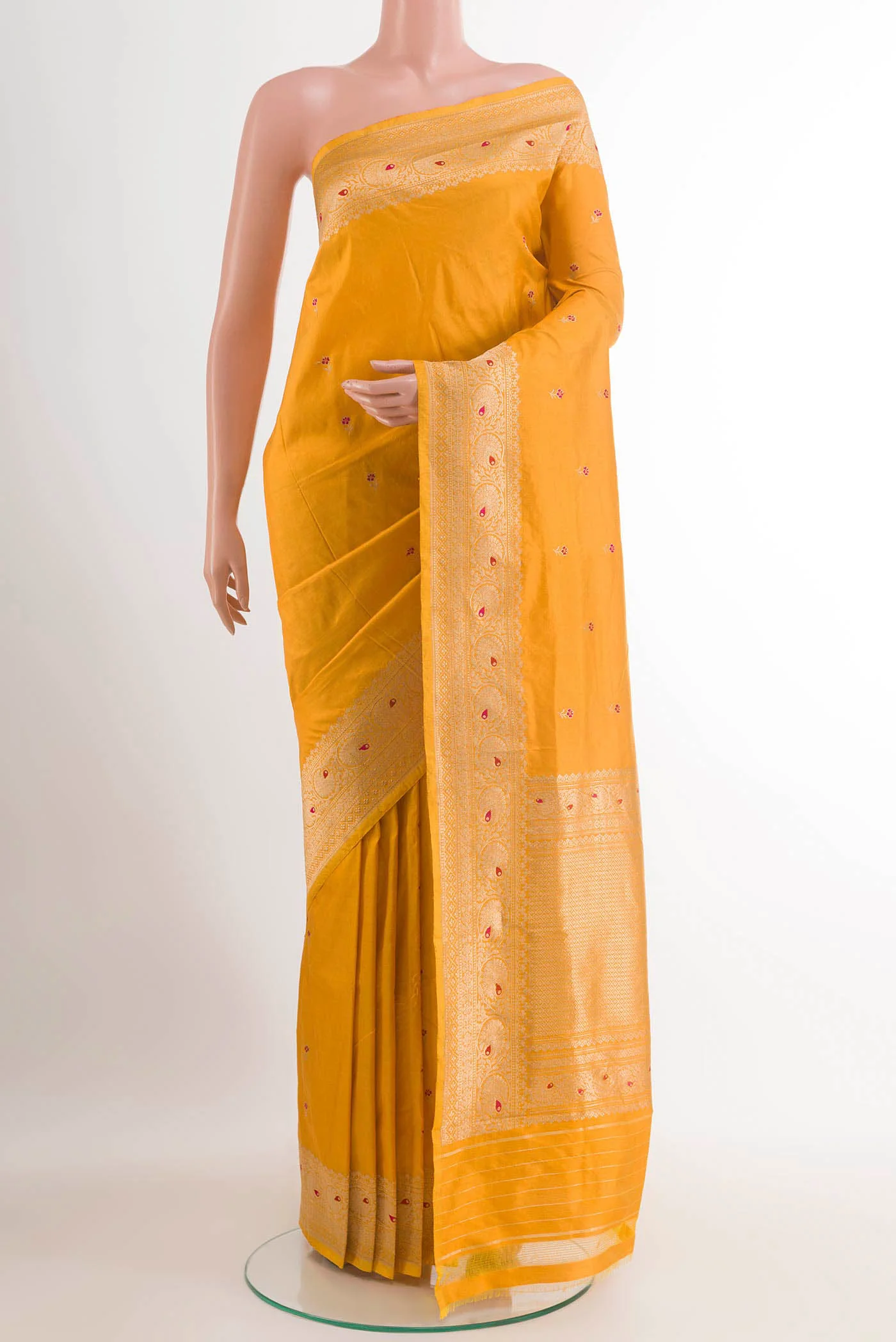 Yellow Banarasi Katan Silk Saree