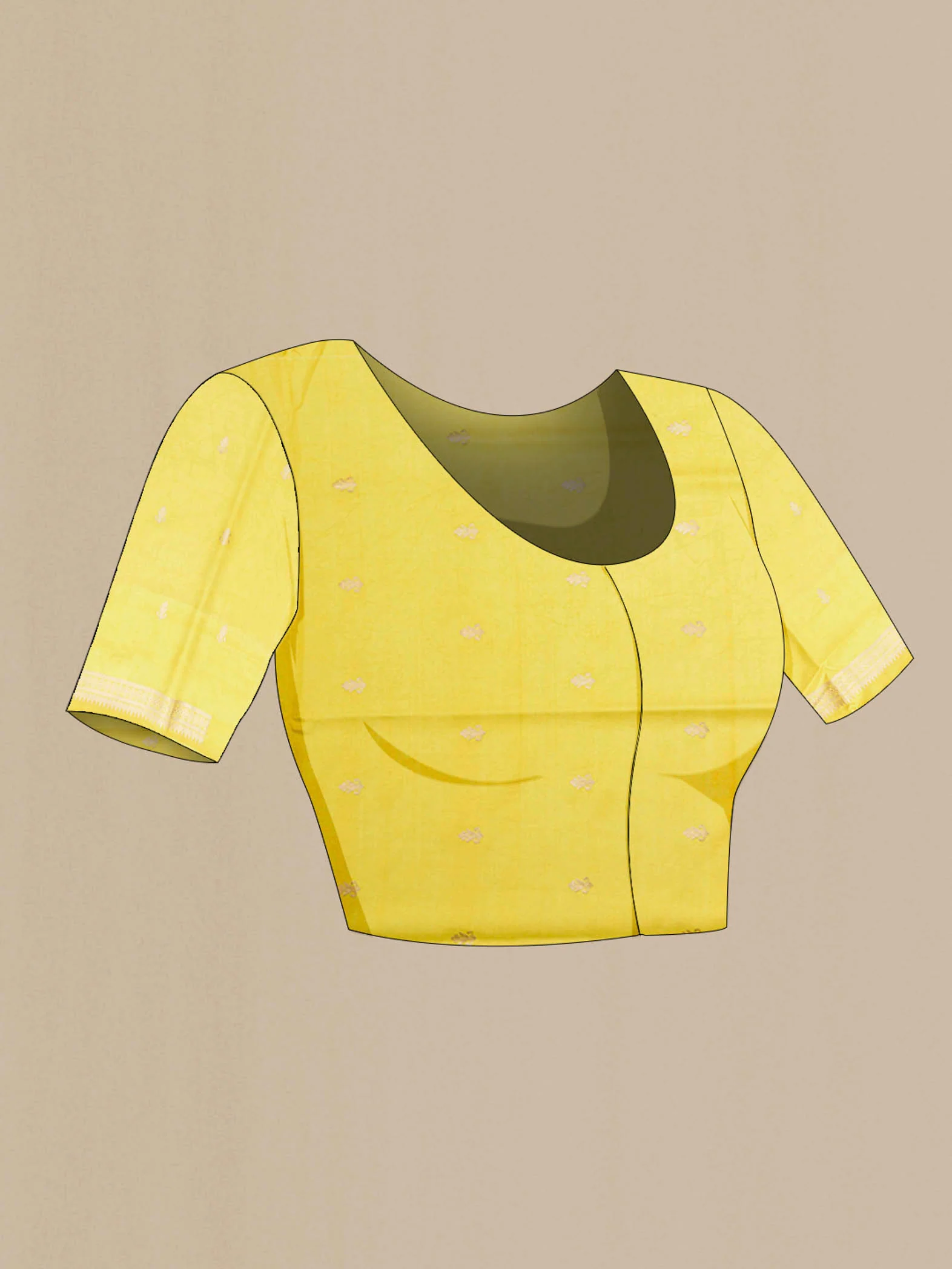 Yellow Banarasi Kora Silk Saree - Image 5