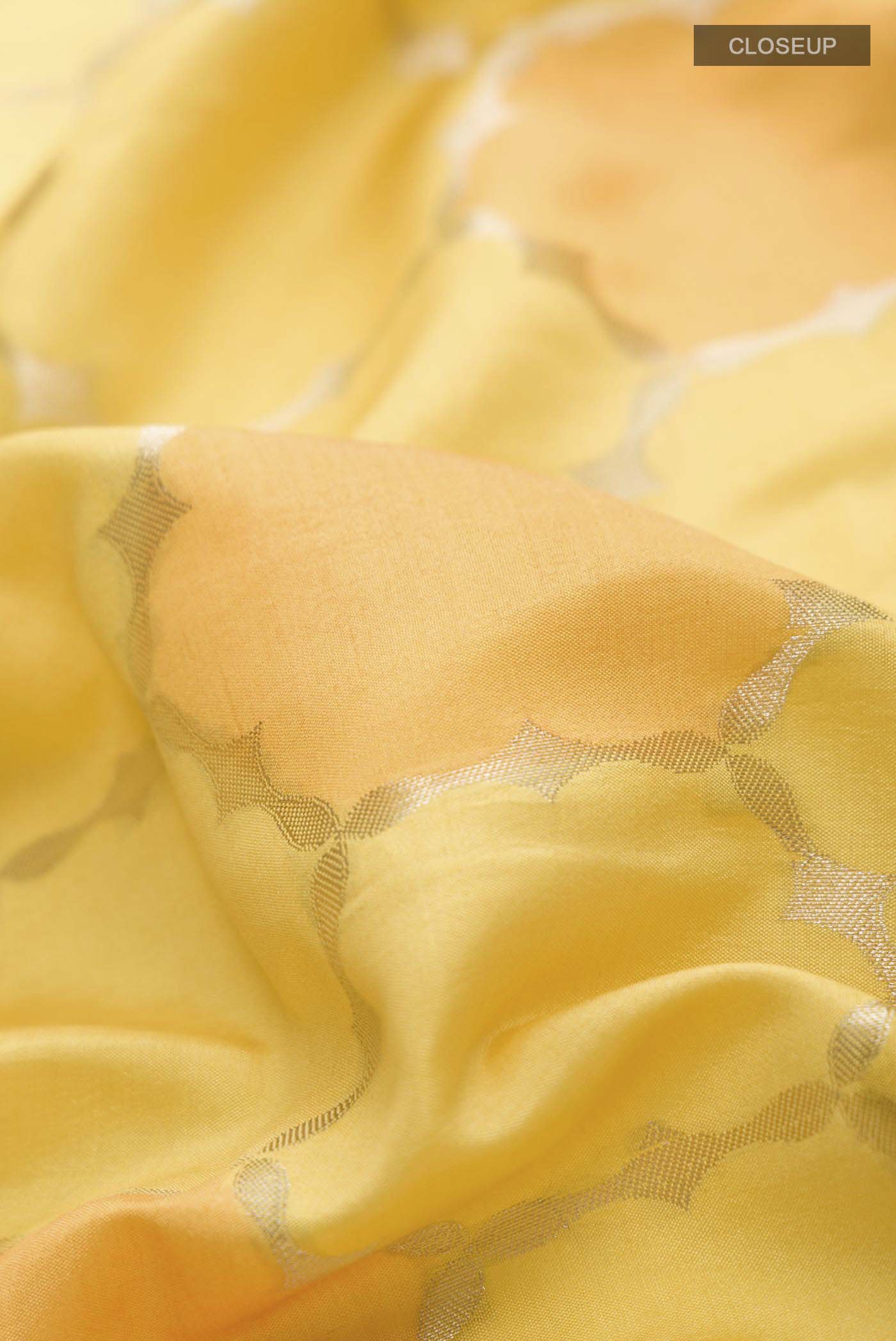 Yellow Banarasi Raw Silk Saree - Image 2