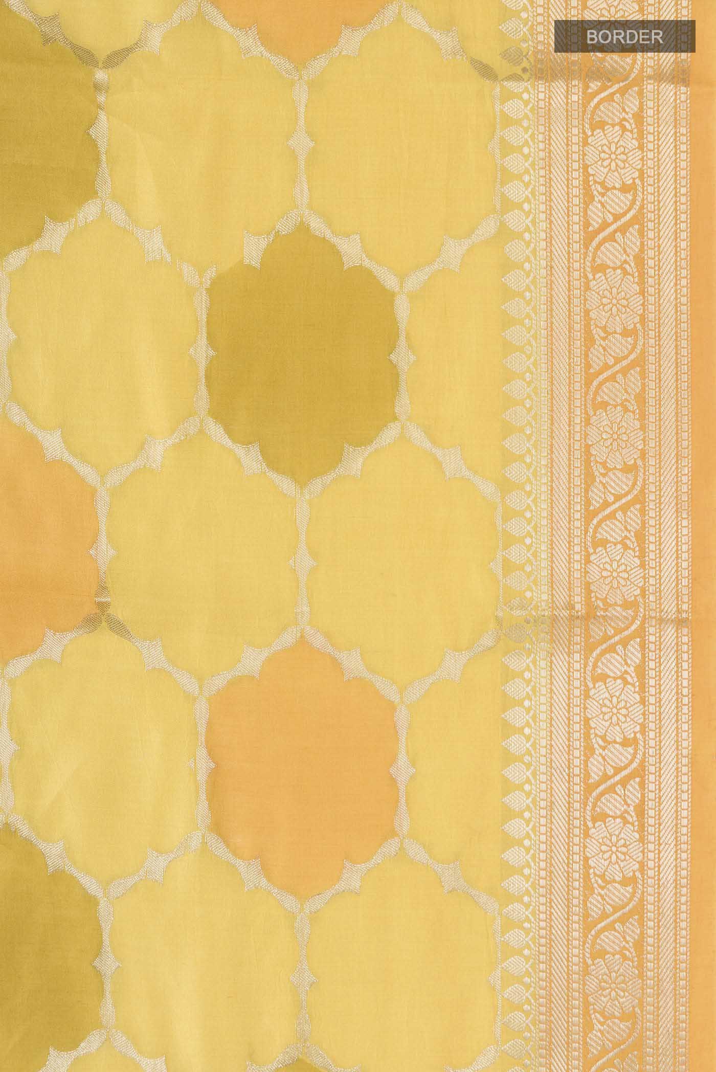 Yellow Banarasi Raw Silk Saree - Image 3