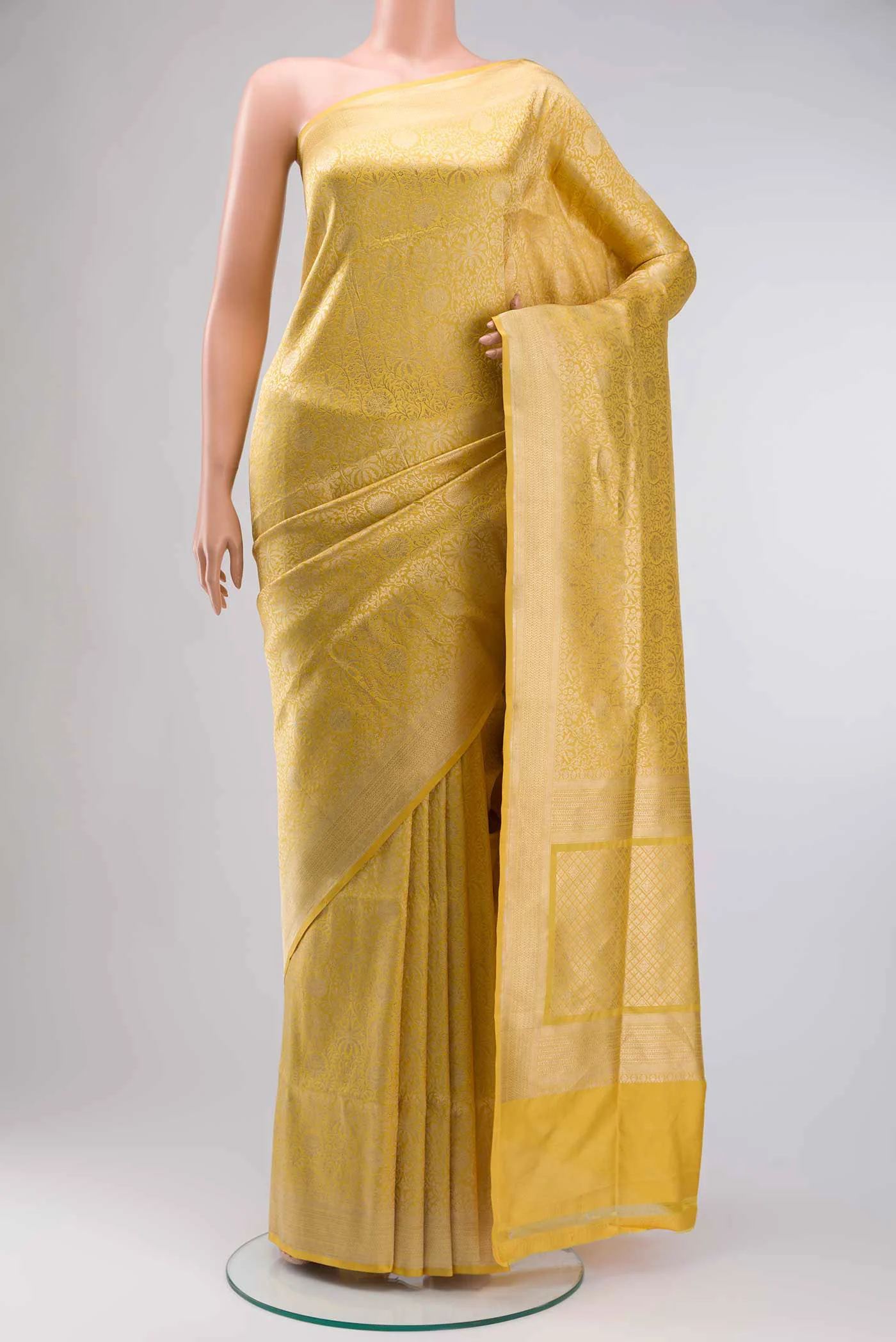 Yellow Banarasi Silk Saree