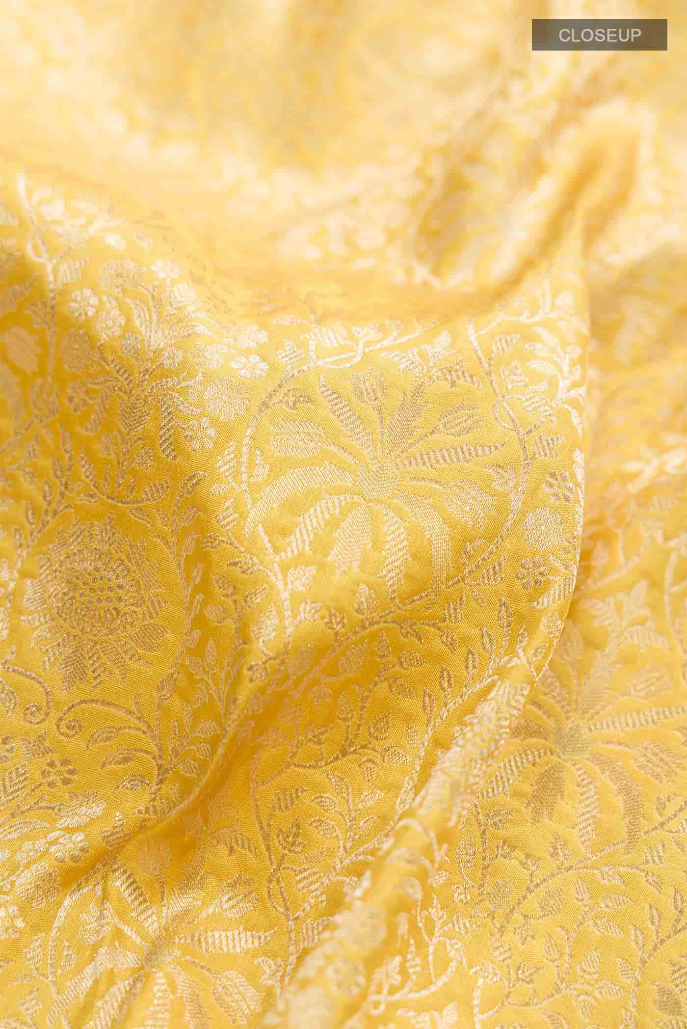 Yellow Banarasi Silk Saree - Image 2
