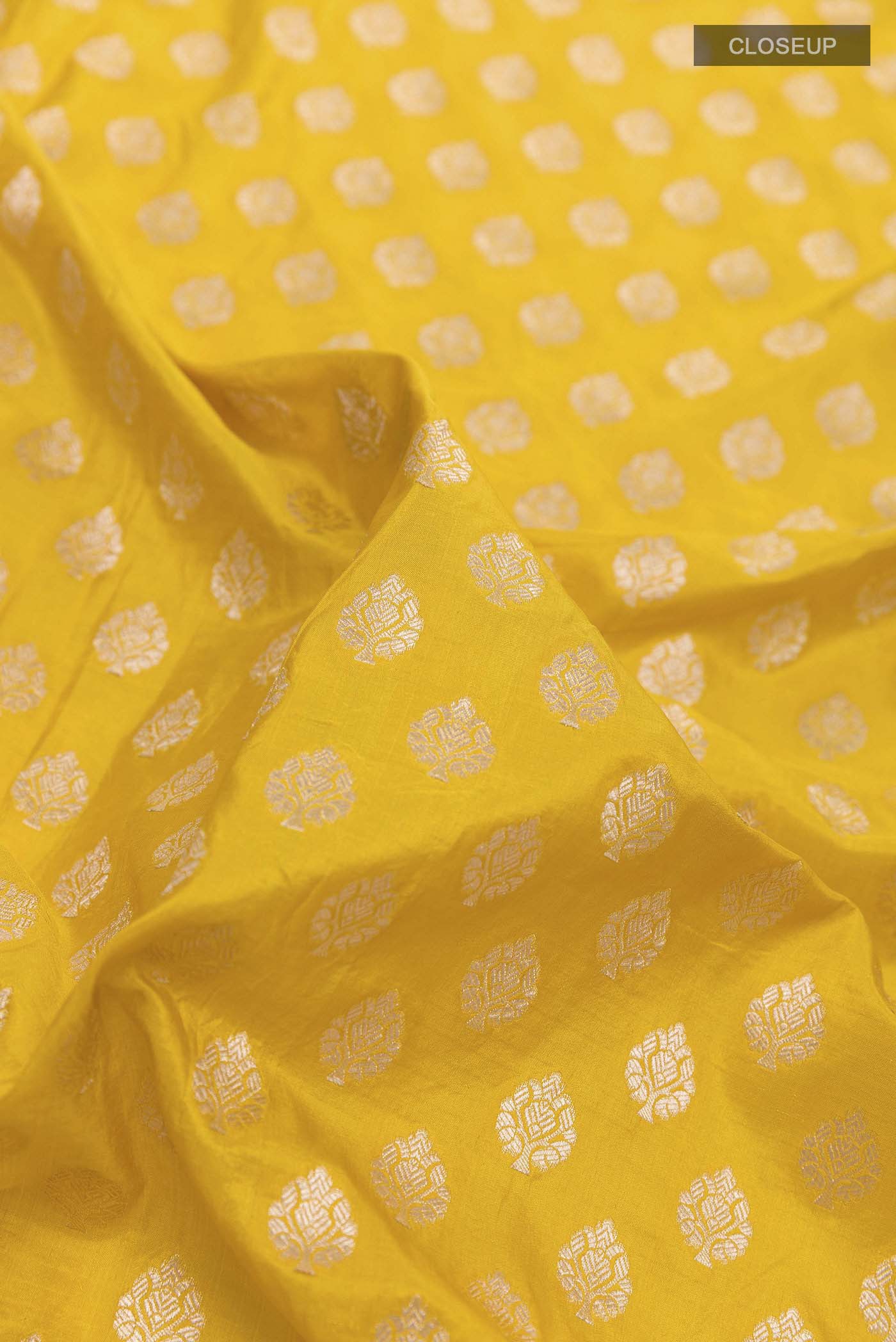 Yellow Banarasi Silk Saree - Image 2