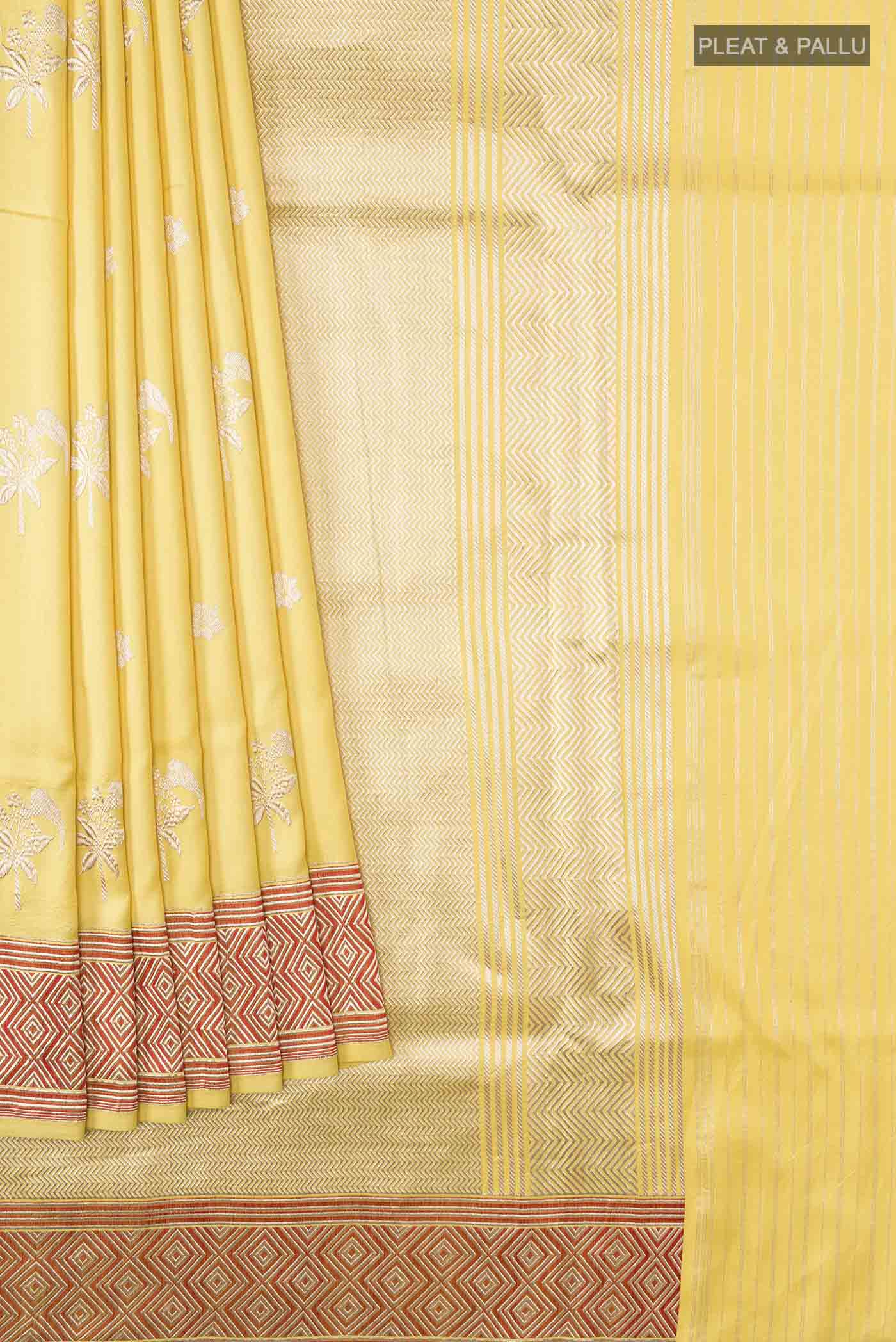 Yellow Banarasi Silk Saree - Image 4