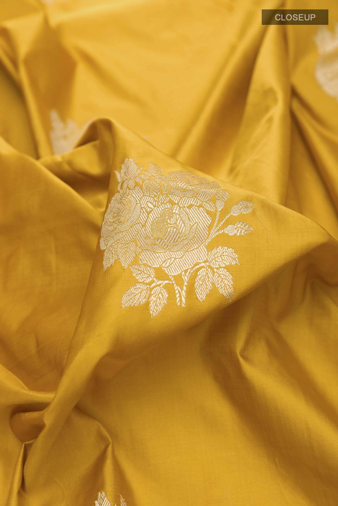 Mustard Banarasi Silk Saree - Image 2