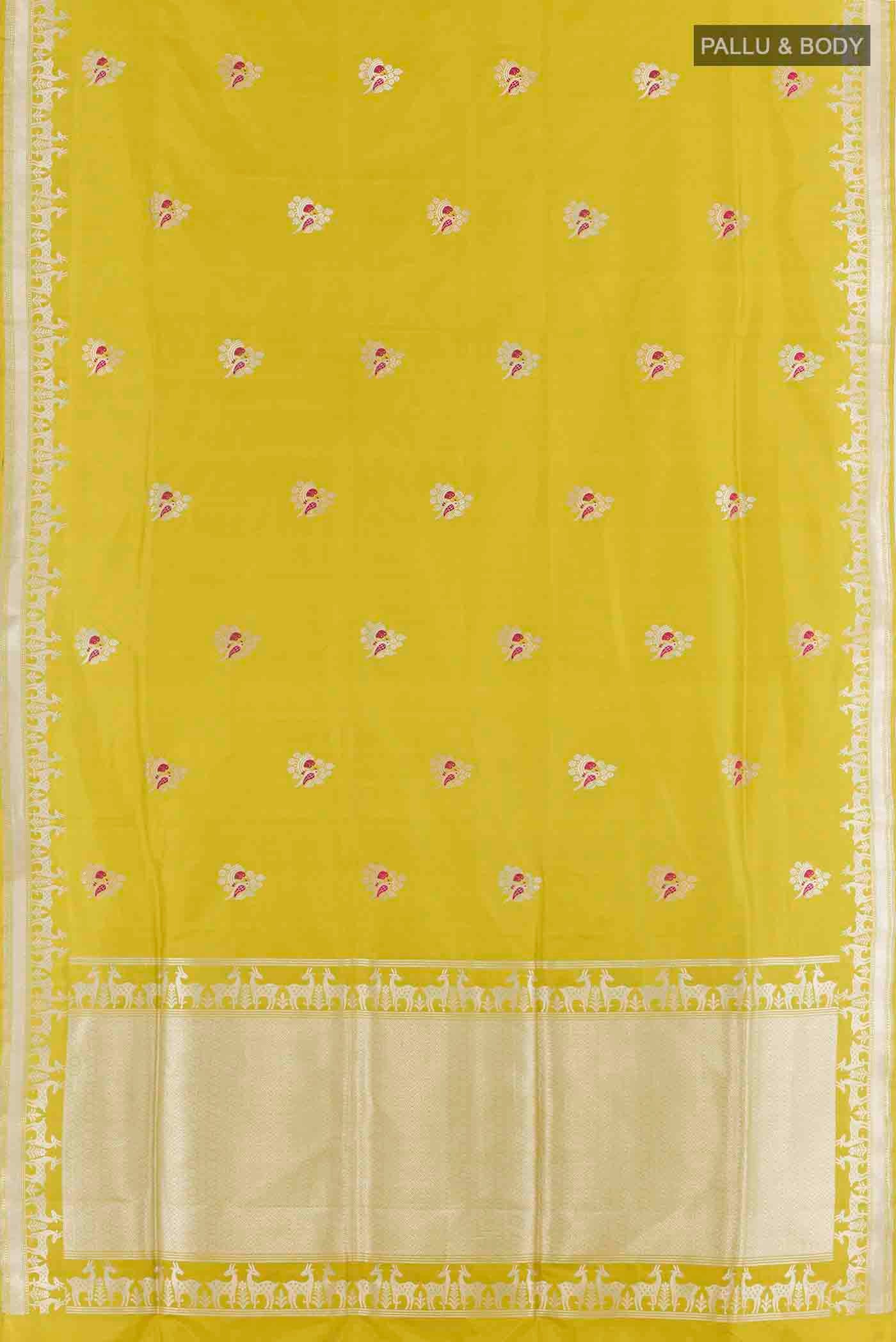 Yellow Banarasi Silk Saree - Image 5