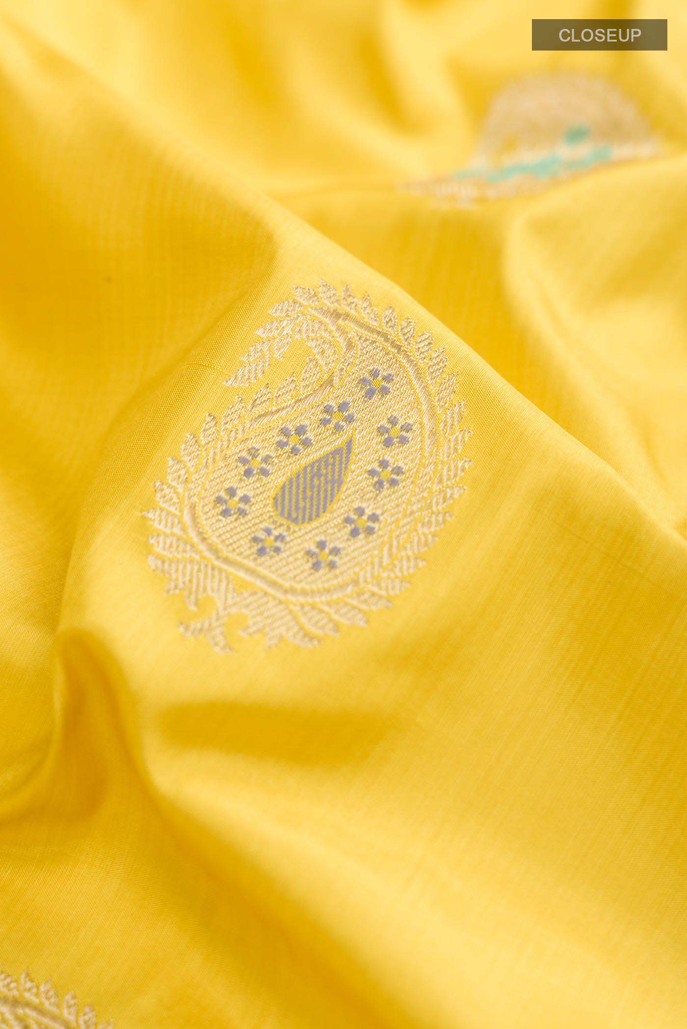 Yellow Banarasi Silk Saree - Image 2
