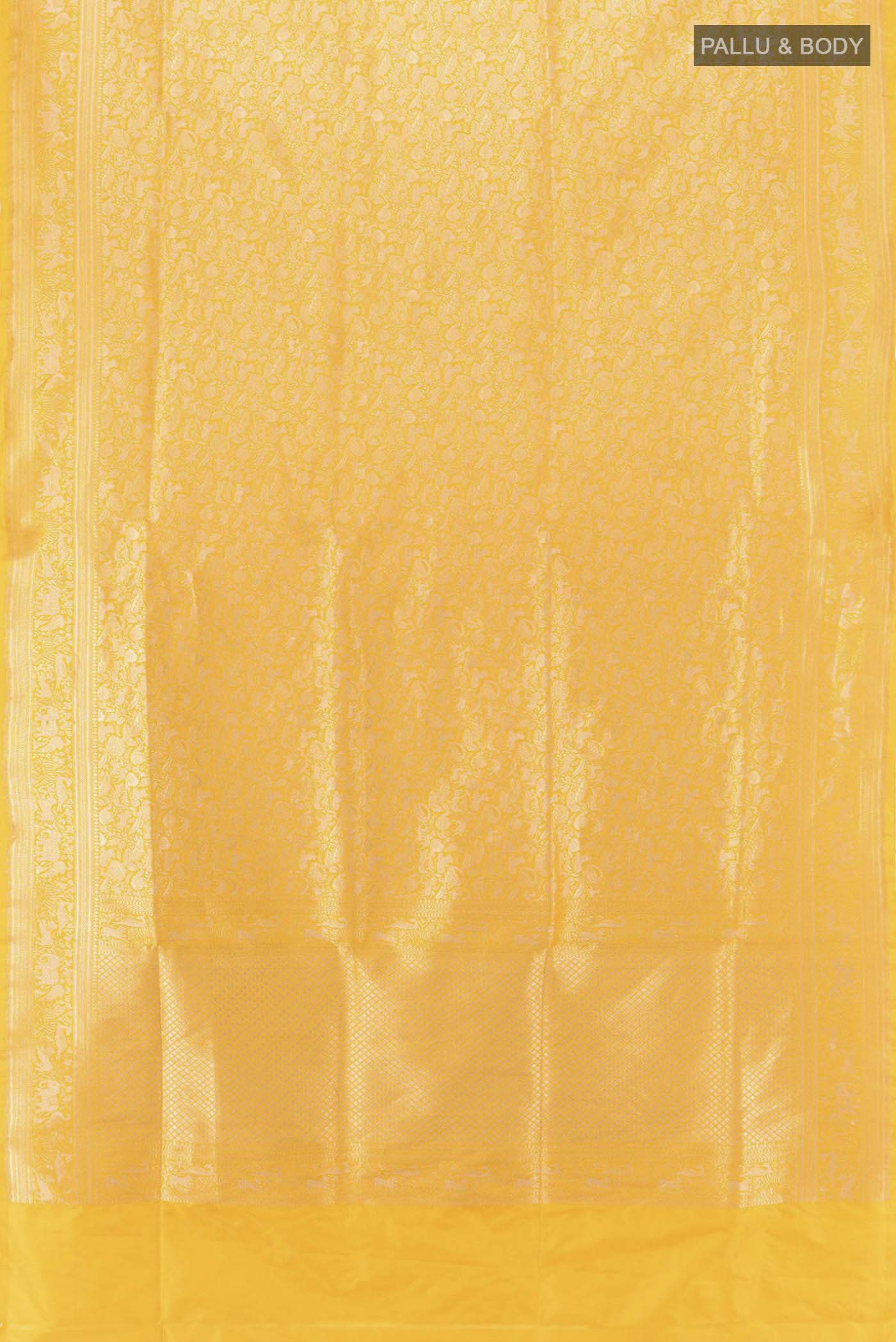 Yellow Banarasi Silk Saree - Image 5