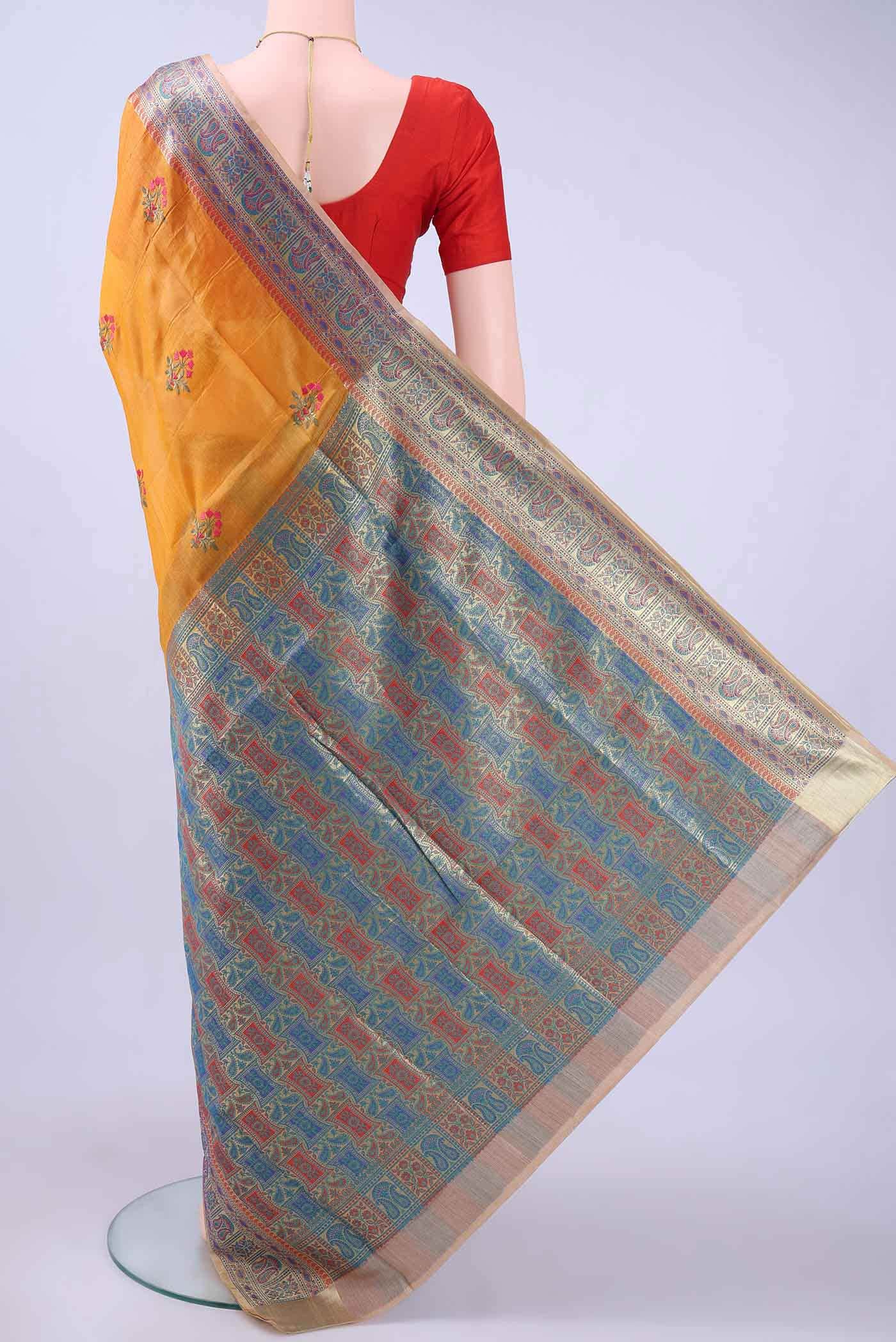 Yellow Banarasi Silk Saree - Image 2